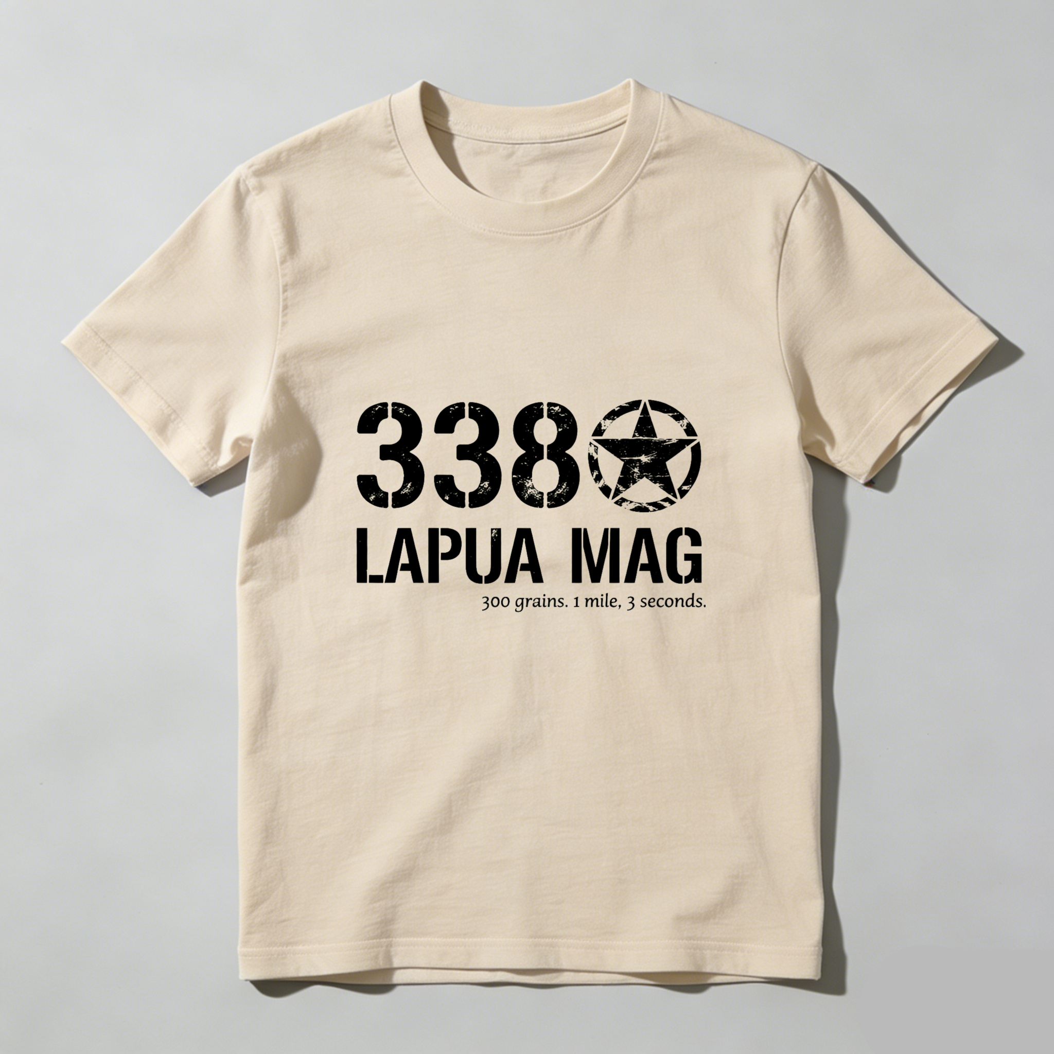 Teecurent 338 Lapua Mag 300 Grains 1 Mile 3 Seconds Pure Cotton Short Sleeve T-Shirt-TeeCurent