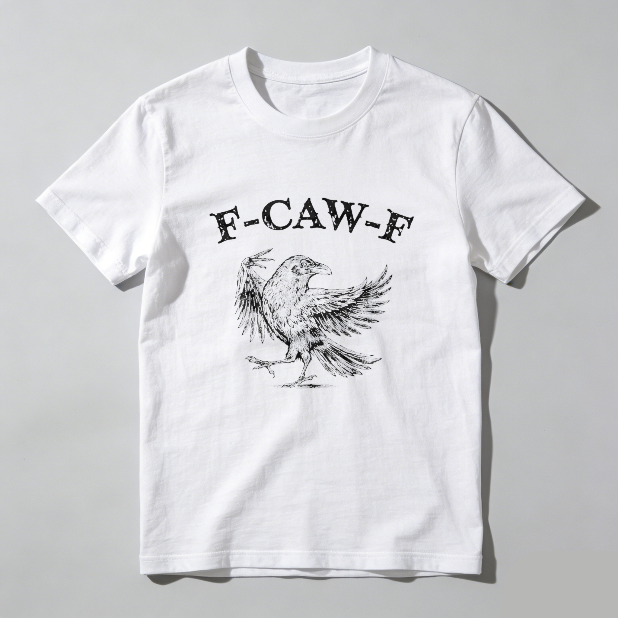 Teecurent F Caw F Crow Bird Print Pure Cotton Short Sleeve T Shirt-TeeCurent