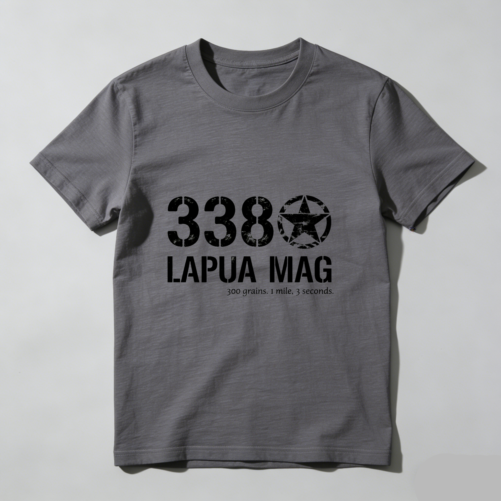 Teecurent 338 Lapua Mag 300 Grains 1 Mile 3 Seconds Pure Cotton Short Sleeve T-Shirt-TeeCurent