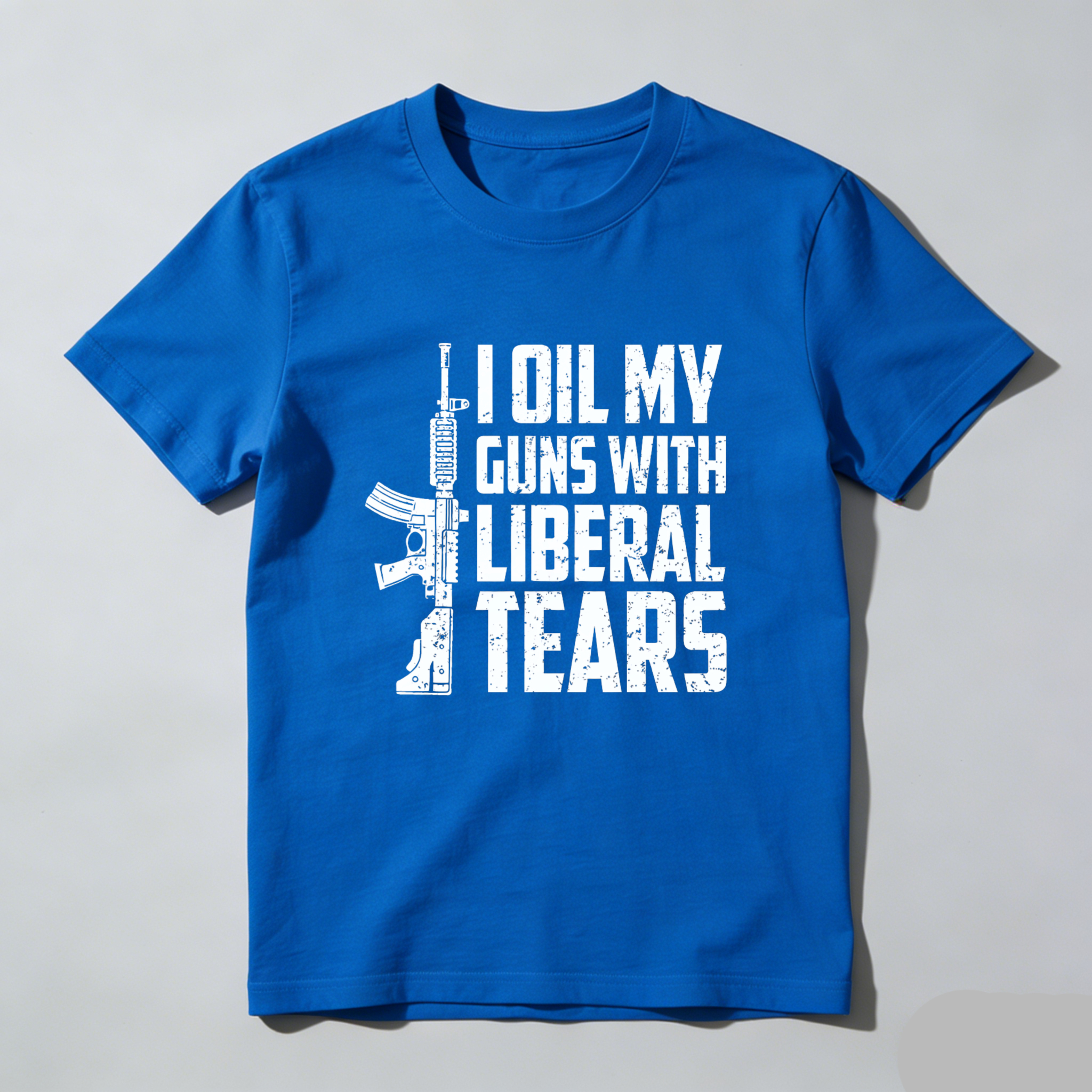 Teecurent I Oil My Guns With Liberal Tears Pure Cotton Short Sleeve T Shirt-TeeCurent