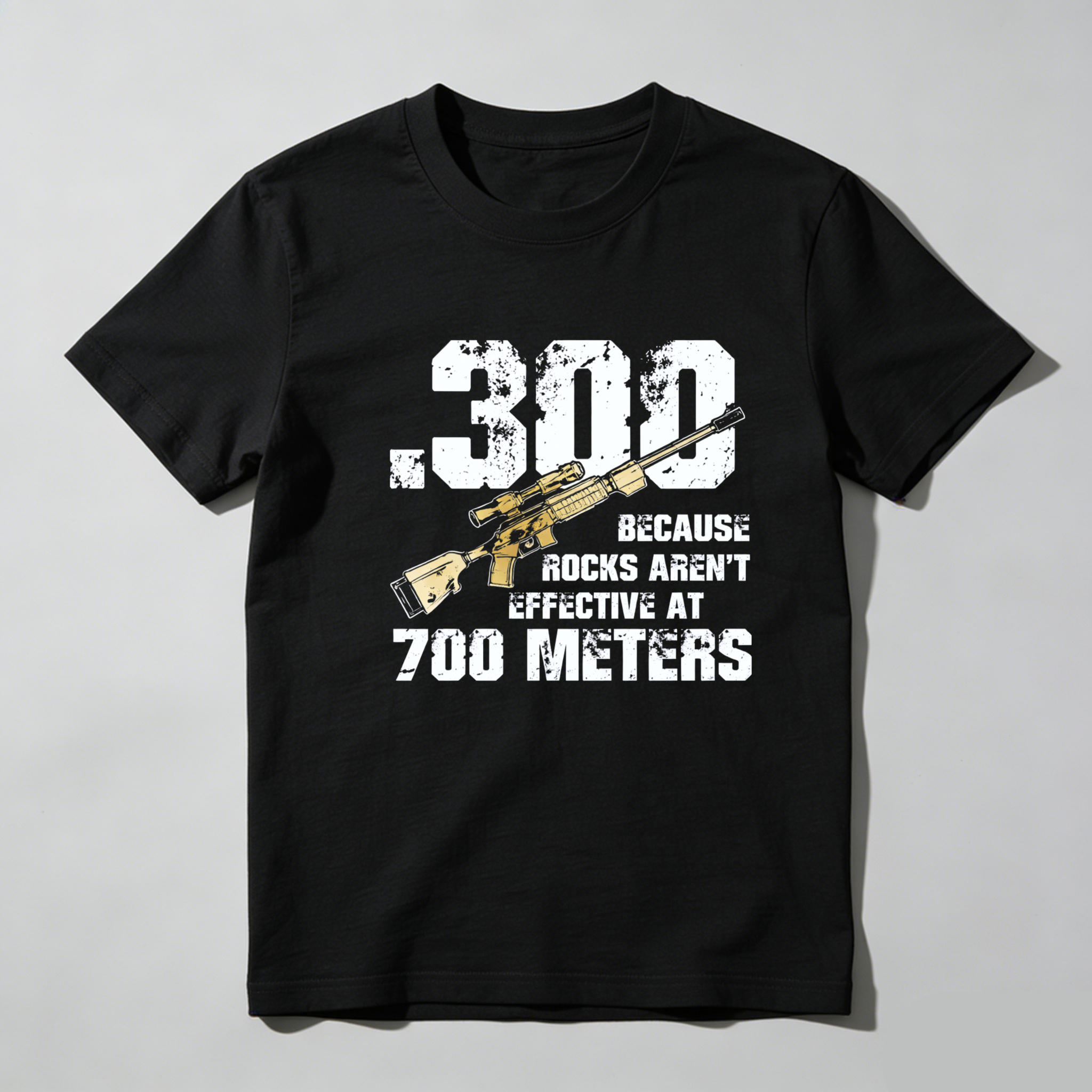 Teecurent 300 Because Rocks Arent Effective At 700 Meters Pure Cotton Short Sleeve T Shirt-TeeCurent