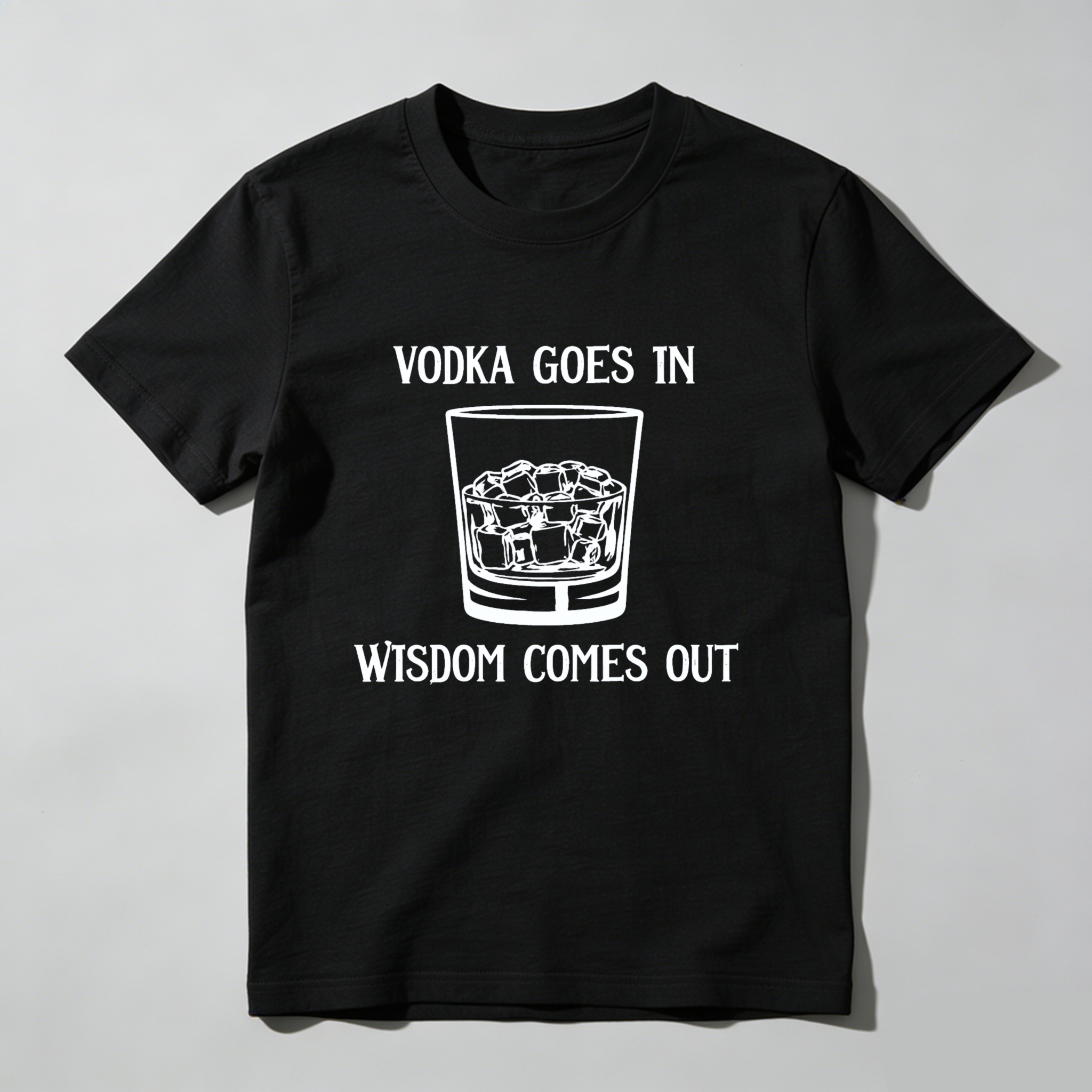 Teecurent Vodka Goes In Wisdom Comes Out Pure Cotton Short Sleeve T Shirt-TeeCurent