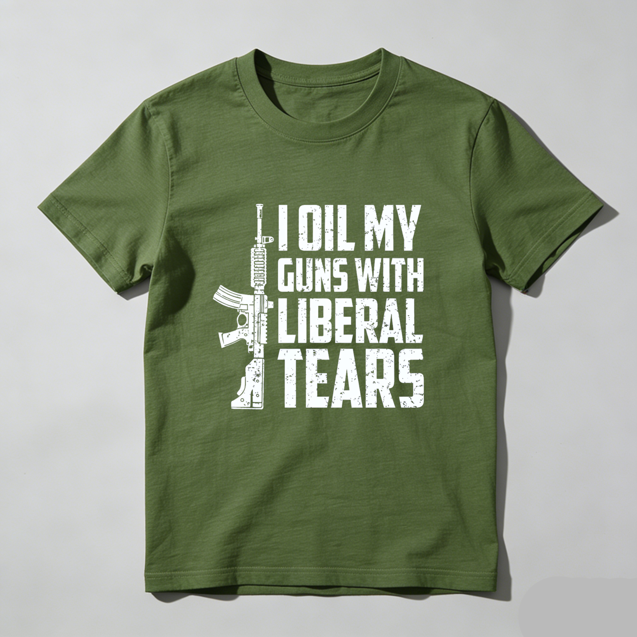 Teecurent I Oil My Guns With Liberal Tears Pure Cotton Short Sleeve T Shirt-TeeCurent