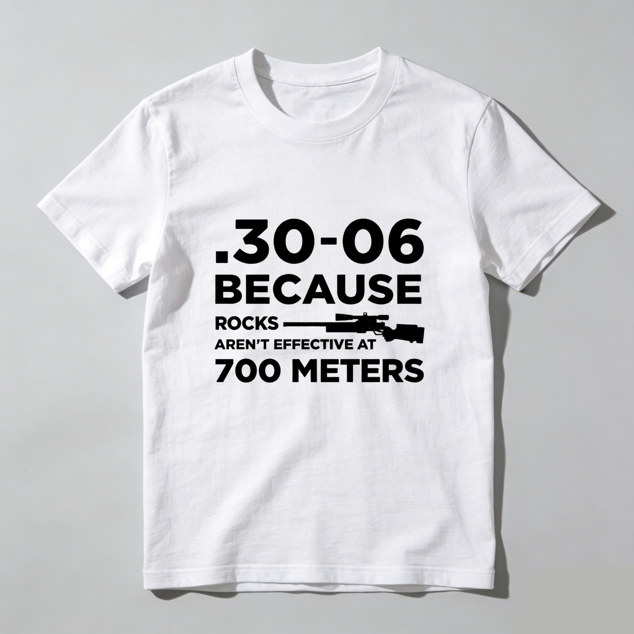 Teecurent .30-06 Because Rocks Arent Effective At 700 Meters Pure Cotton Short Sleeve T Shirt-TeeCurent