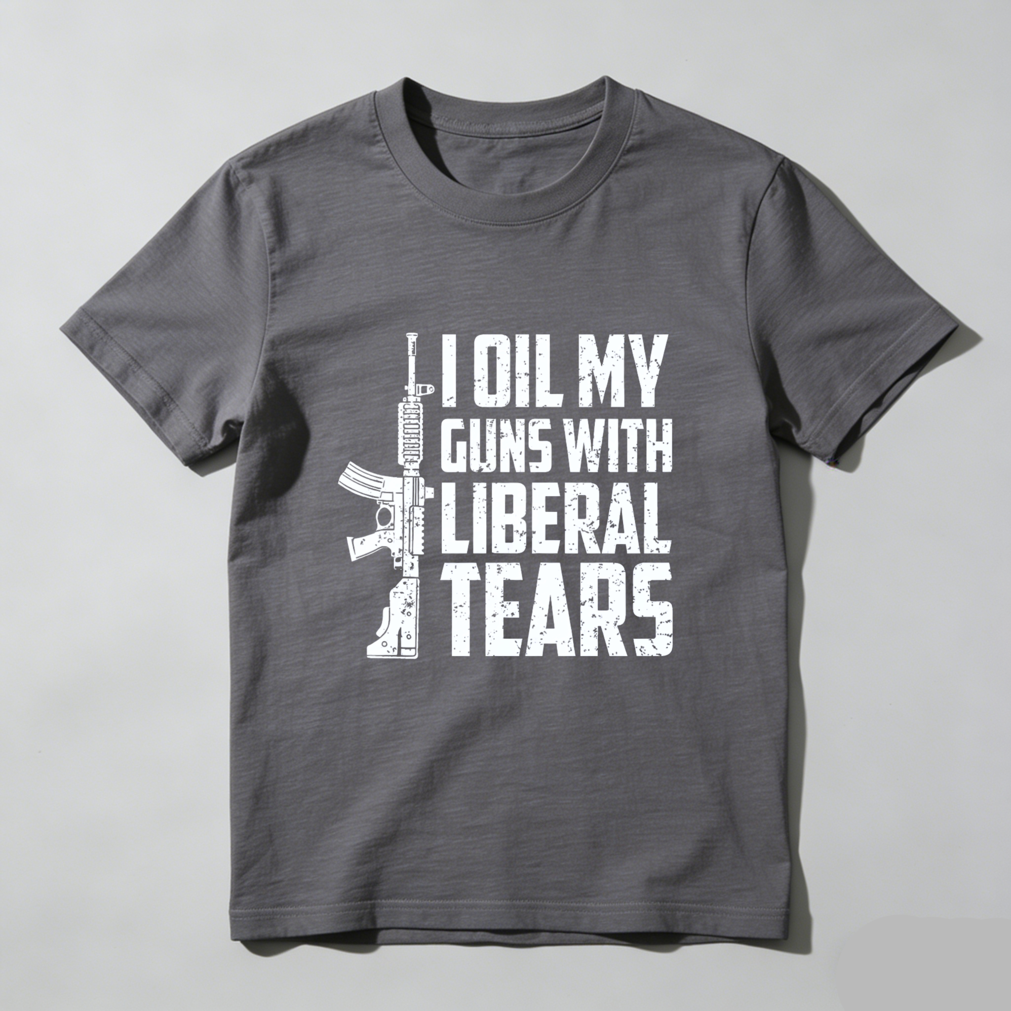 Teecurent I Oil My Guns With Liberal Tears Pure Cotton Short Sleeve T Shirt-TeeCurent