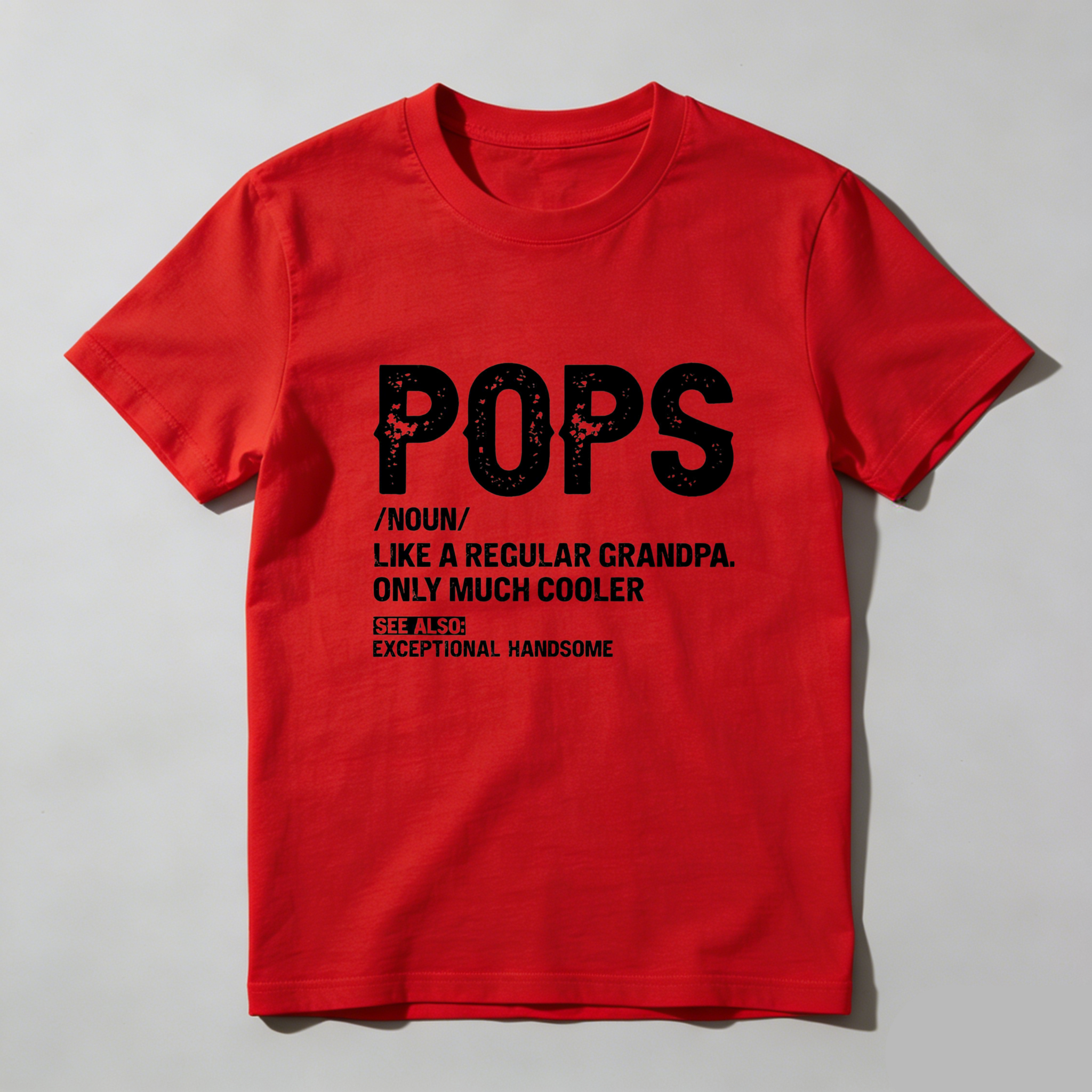 Teecurent Pops Definition Cool Grandpa Exceptional Handsome Pure Cotton Short Sleeve T Shirt-TeeCurent