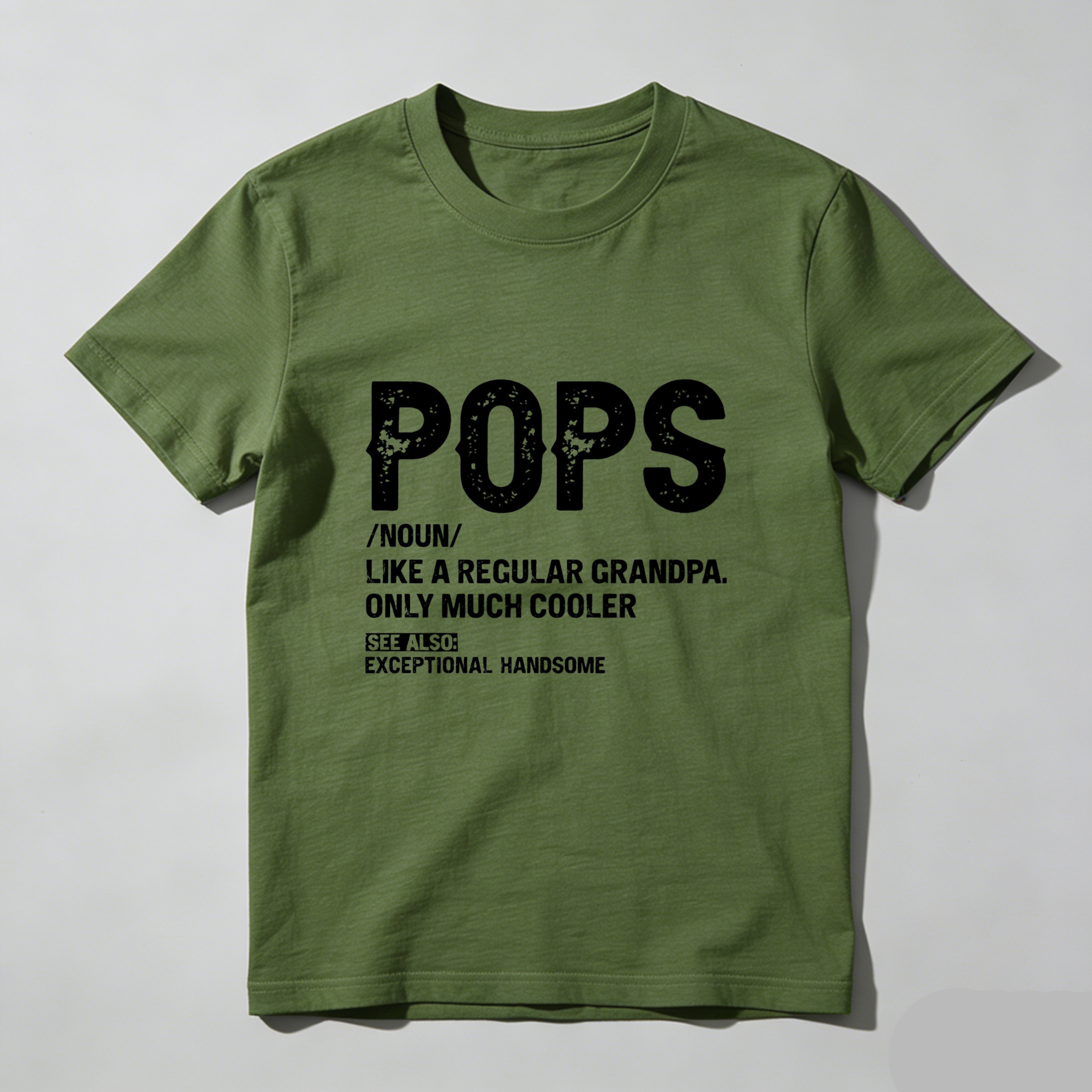 Teecurent Pops Definition Cool Grandpa Exceptional Handsome Pure Cotton Short Sleeve T Shirt-TeeCurent