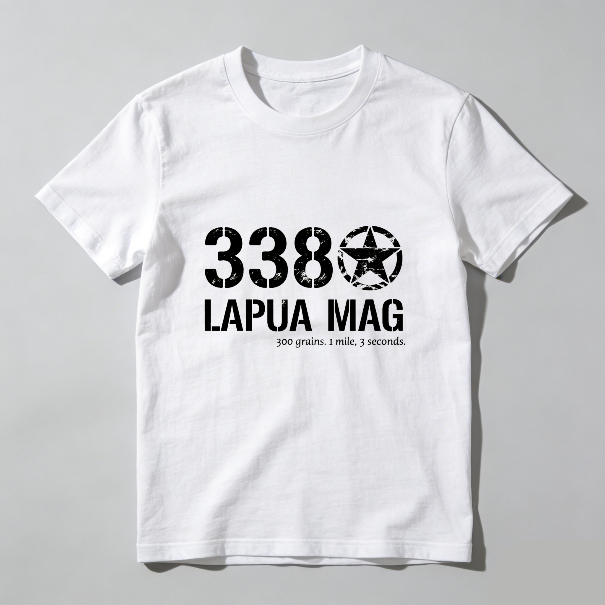Teecurent 338 Lapua Mag 300 Grains 1 Mile 3 Seconds Pure Cotton Short Sleeve T-Shirt-TeeCurent
