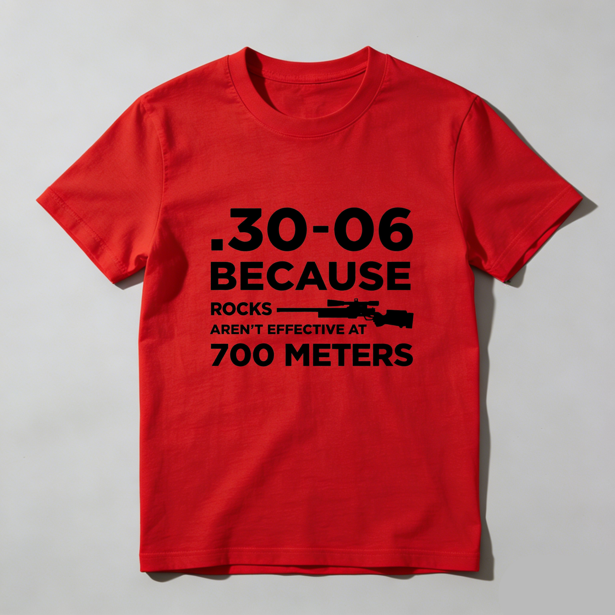 Teecurent .30-06 Because Rocks Arent Effective At 700 Meters Pure Cotton Short Sleeve T Shirt-TeeCurent