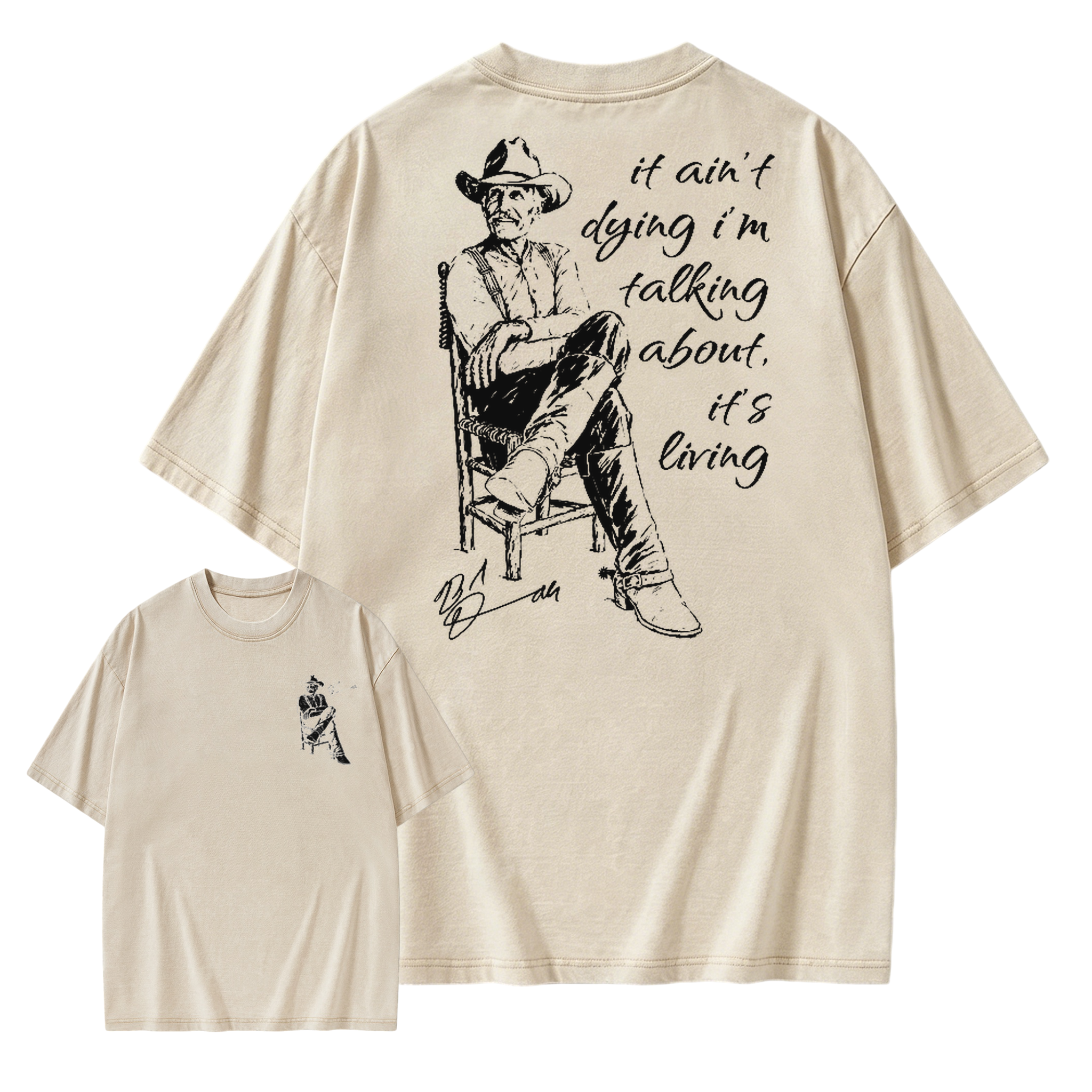 Vintage Western Movie Shirt, Front Back Print Sand Unisex Sweatshirt
