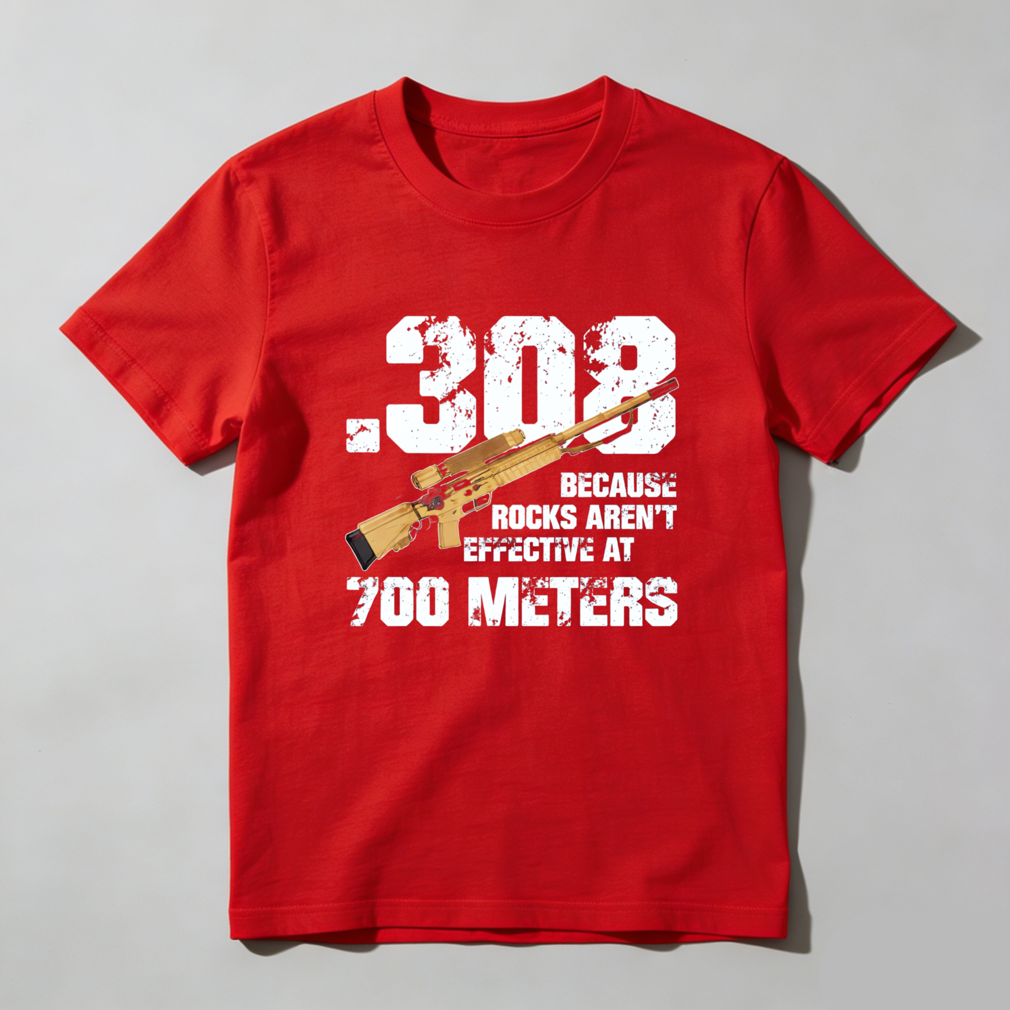 Teecurent 308 Rifle Long Range Shooting Pure Cotton Short Sleeve T-Shirt-TeeCurent