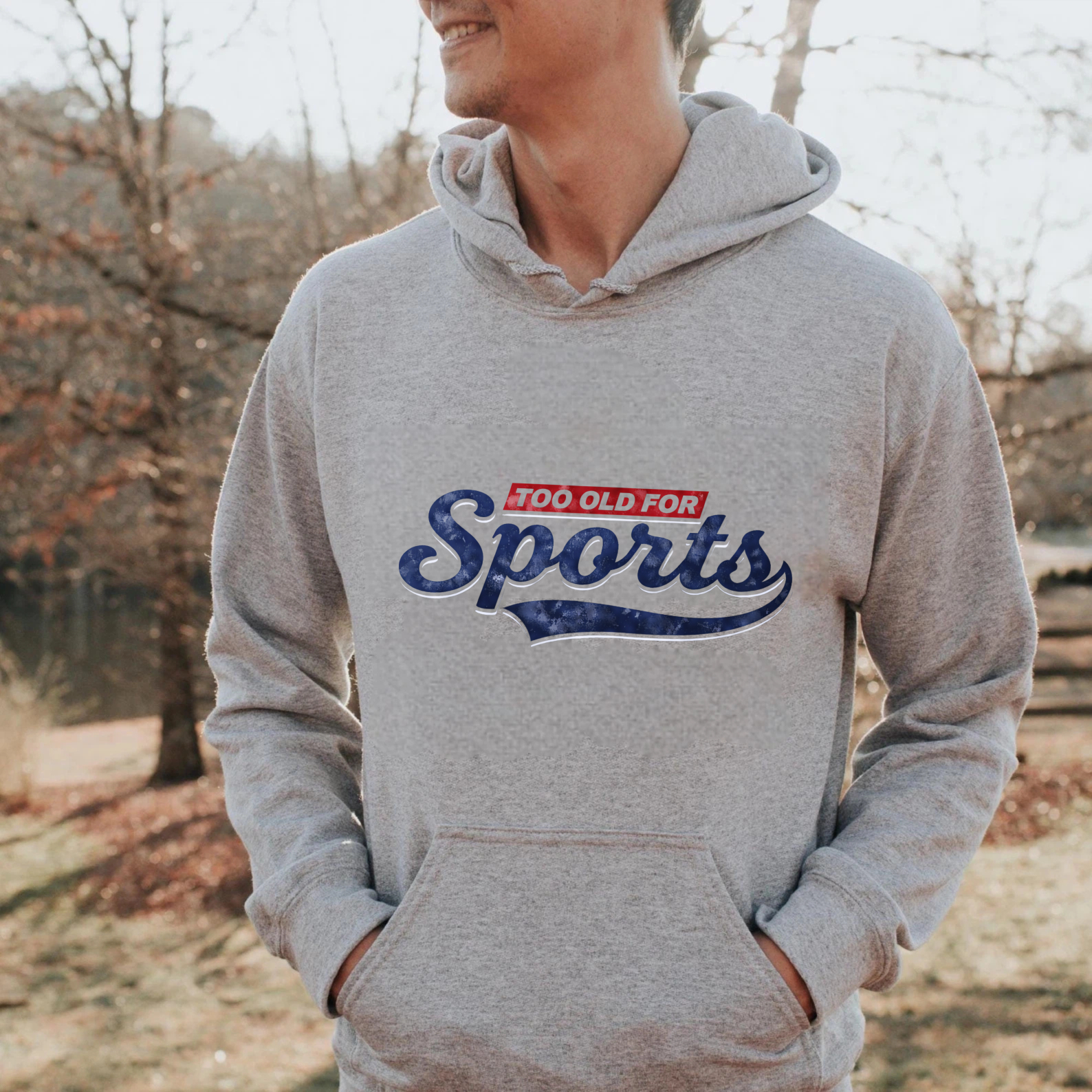 TEECURENT Gildan Too Old For Sports Hoodie Unisex Black Sweatshirt Casual Wear Sporty Style Graphic Pullover Top