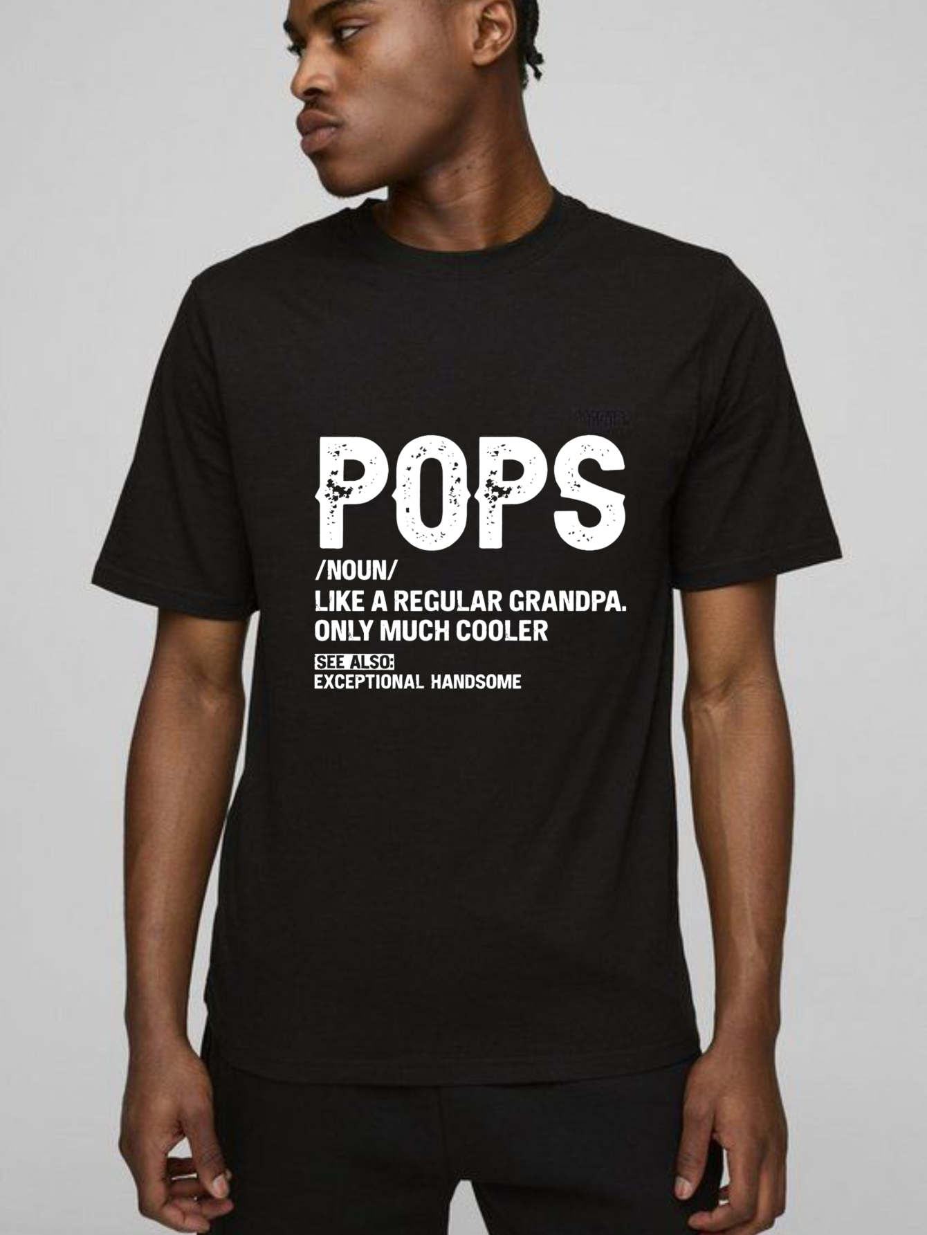 Teecurent Pops Definition Cool Grandpa Exceptional Handsome Pure Cotton Short Sleeve T Shirt-TeeCurent