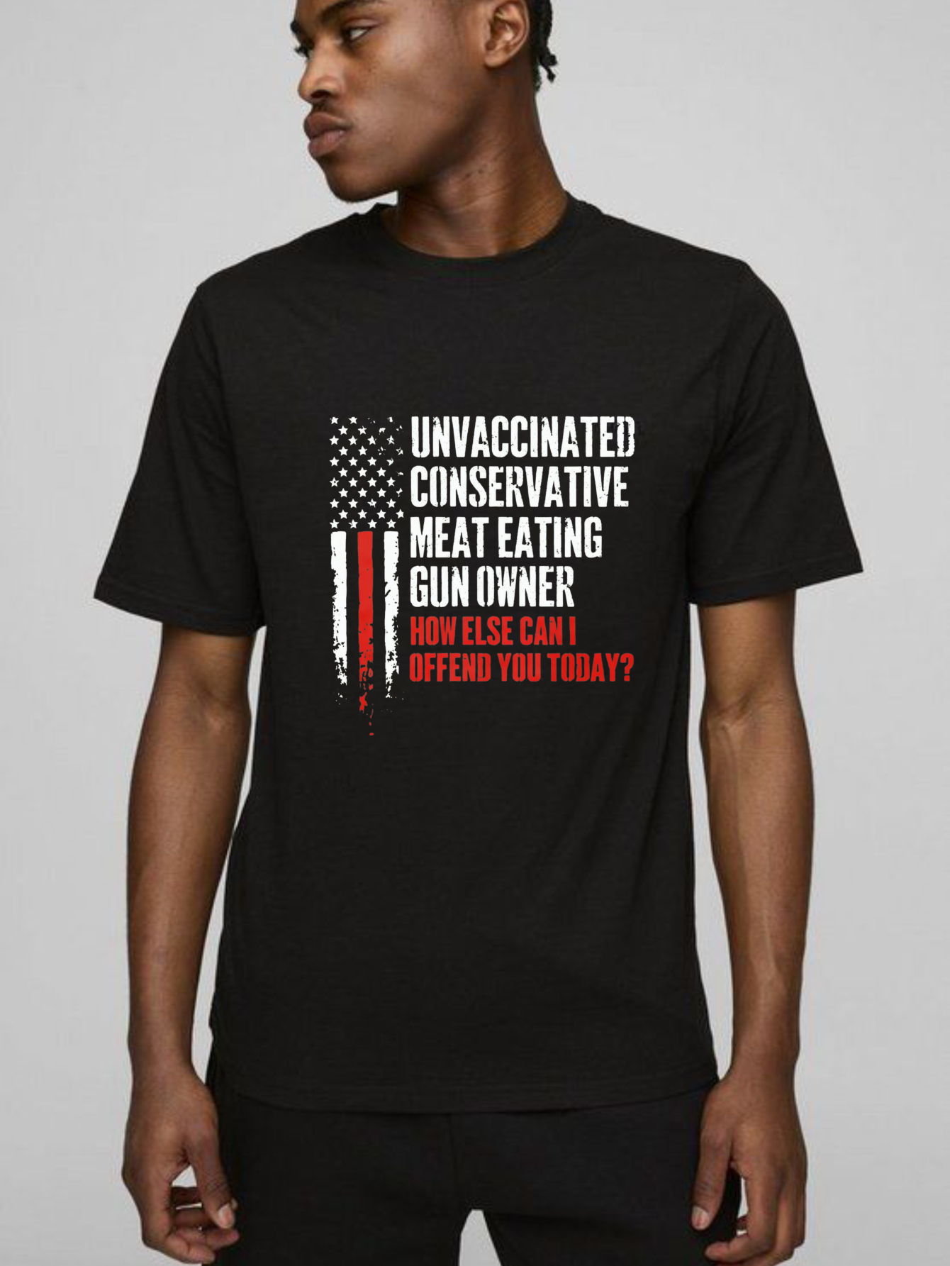 Teecurent Unvaccinated Conservative Meat Eating Gun Owner How Else Can I Offend You Today Pure Cotton Short Sleeve T Shirt-TeeCurent
