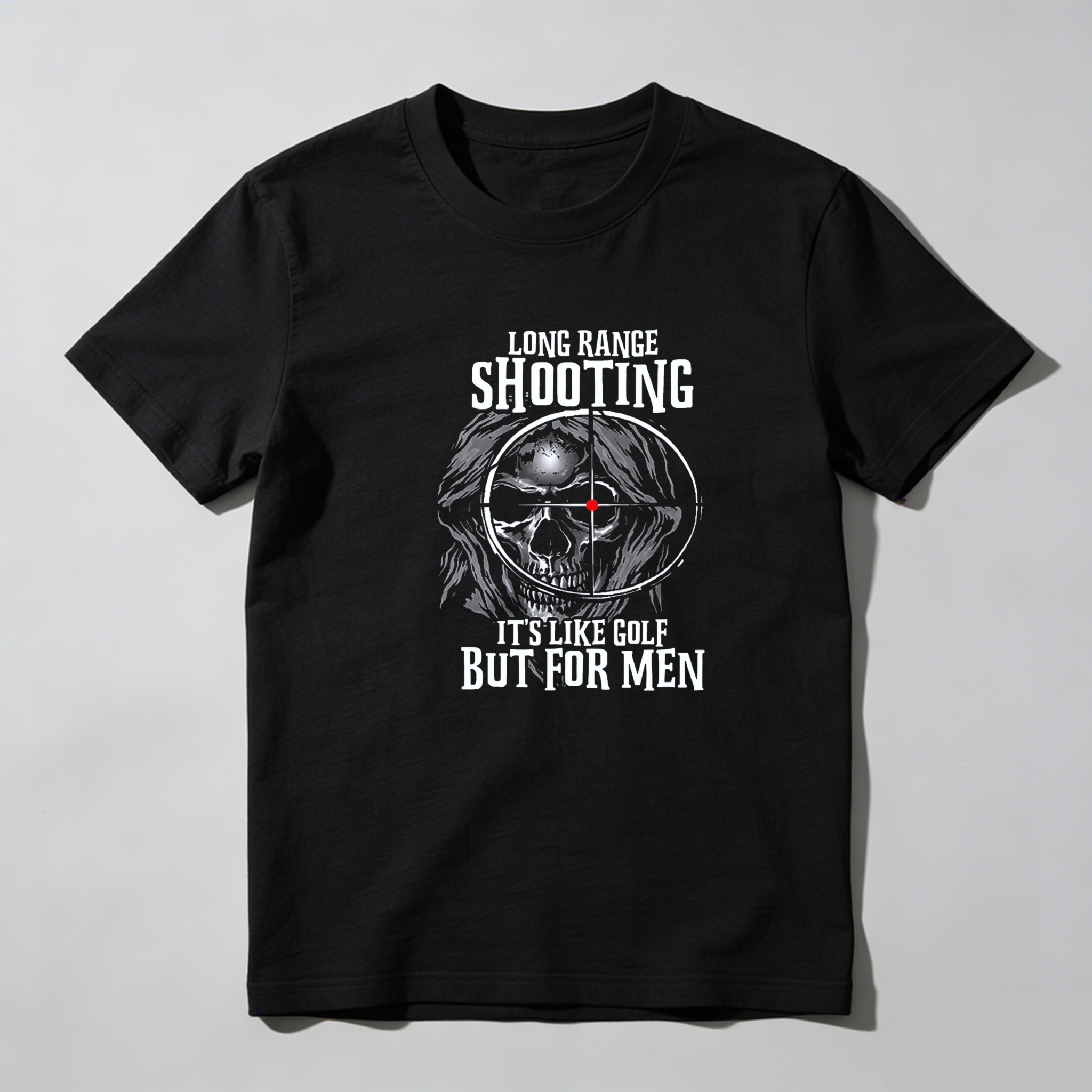 Teecurent Long Range Shooting Skull Target Pure Cotton Short Sleeve T Shirt-TeeCurent