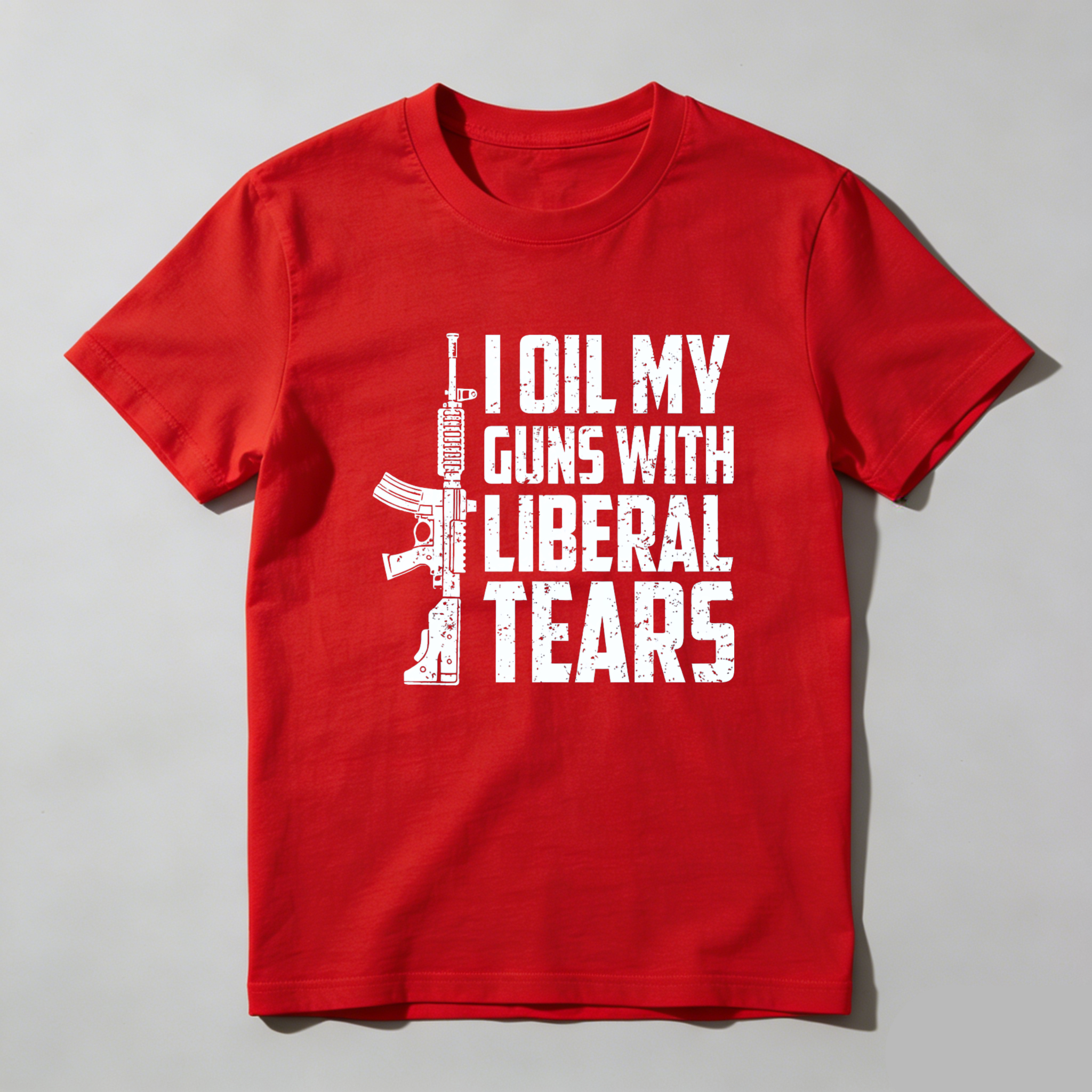 Teecurent I Oil My Guns With Liberal Tears Pure Cotton Short Sleeve T Shirt-TeeCurent