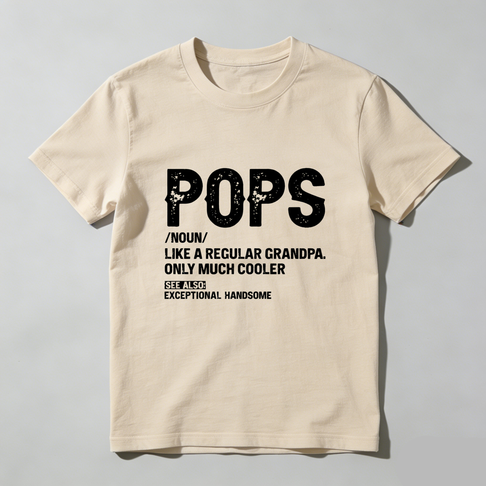 Teecurent Pops Definition Cool Grandpa Exceptional Handsome Pure Cotton Short Sleeve T Shirt-TeeCurent