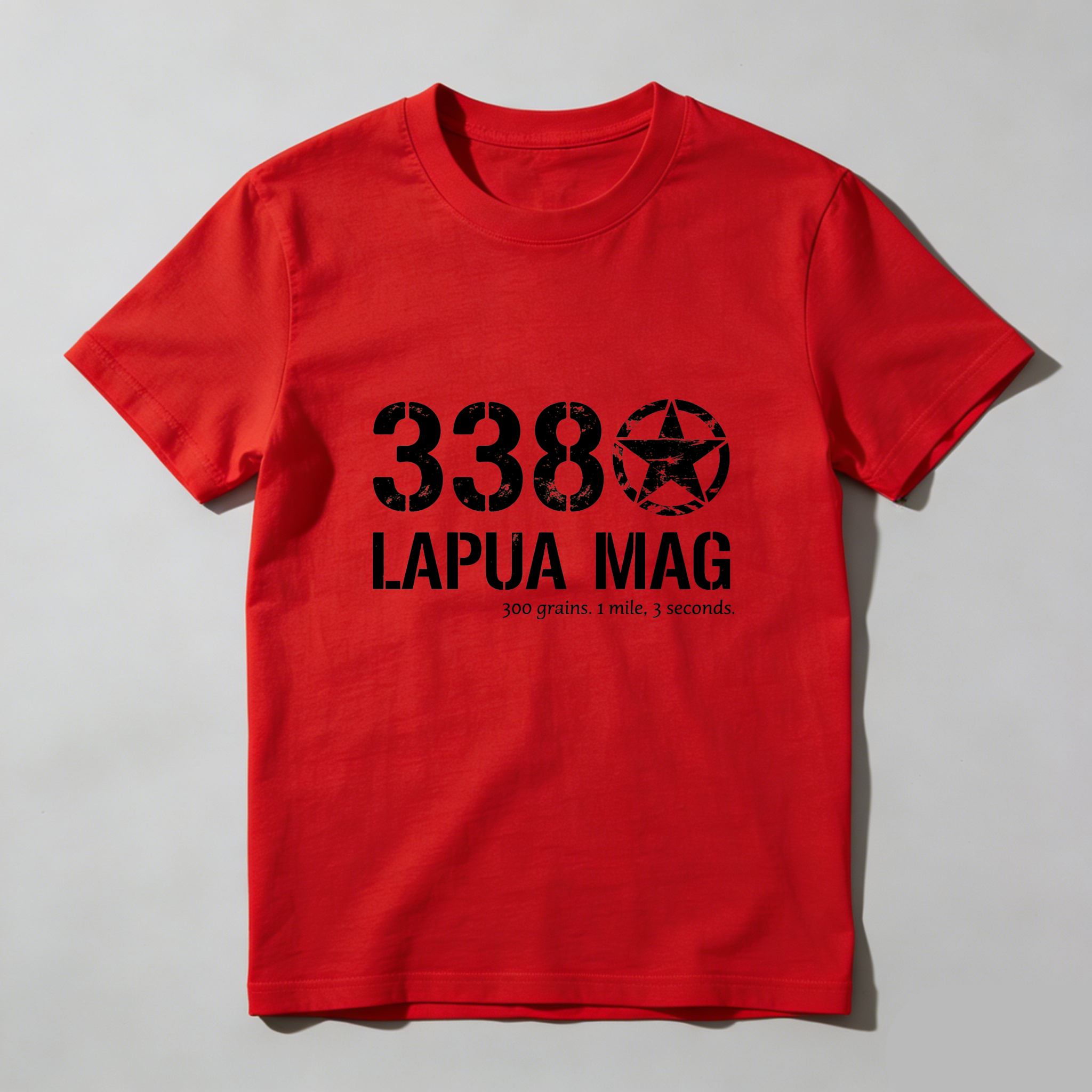 Teecurent 338 Lapua Mag 300 Grains 1 Mile 3 Seconds Pure Cotton Short Sleeve T-Shirt-TeeCurent
