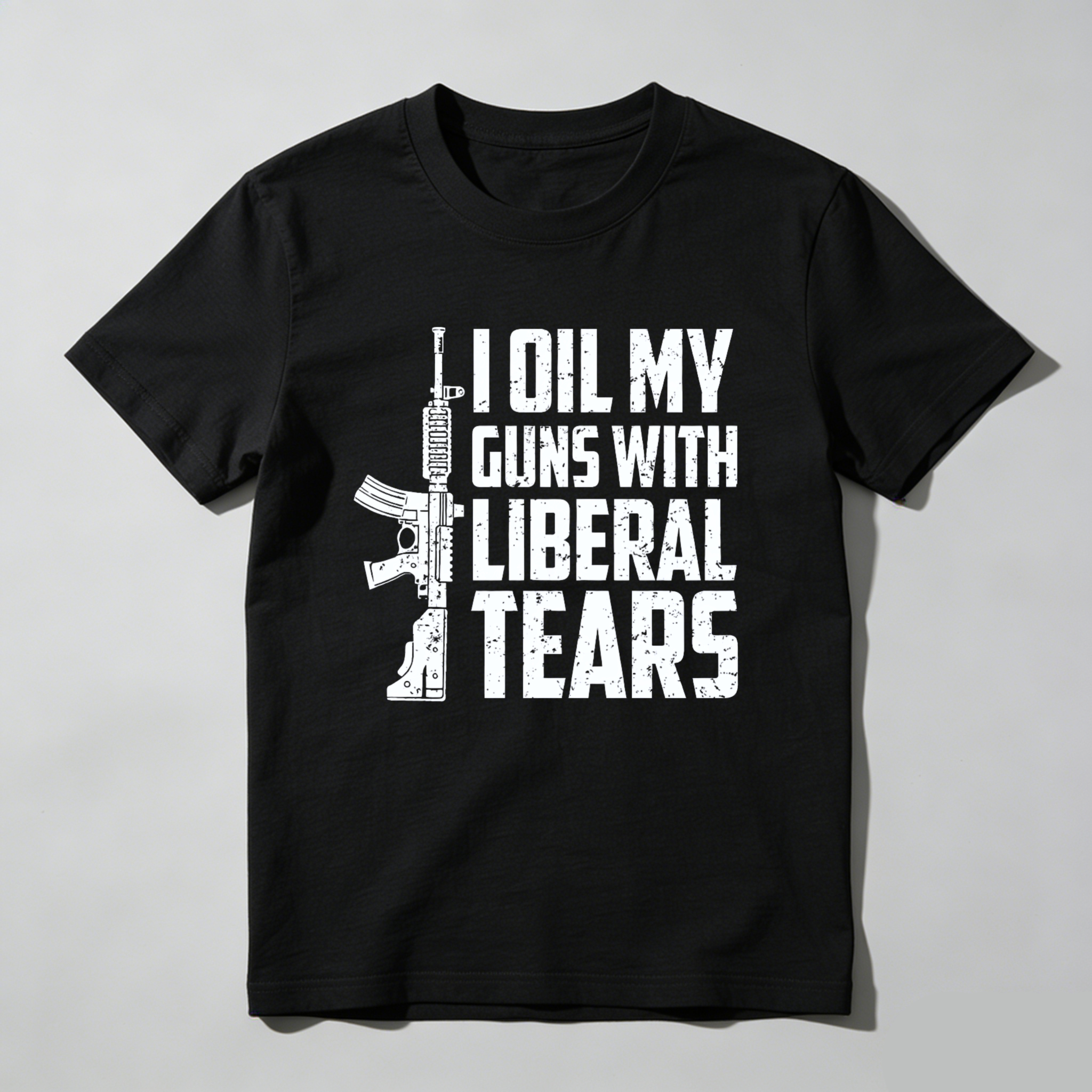 Teecurent I Oil My Guns With Liberal Tears Pure Cotton Short Sleeve T Shirt-TeeCurent