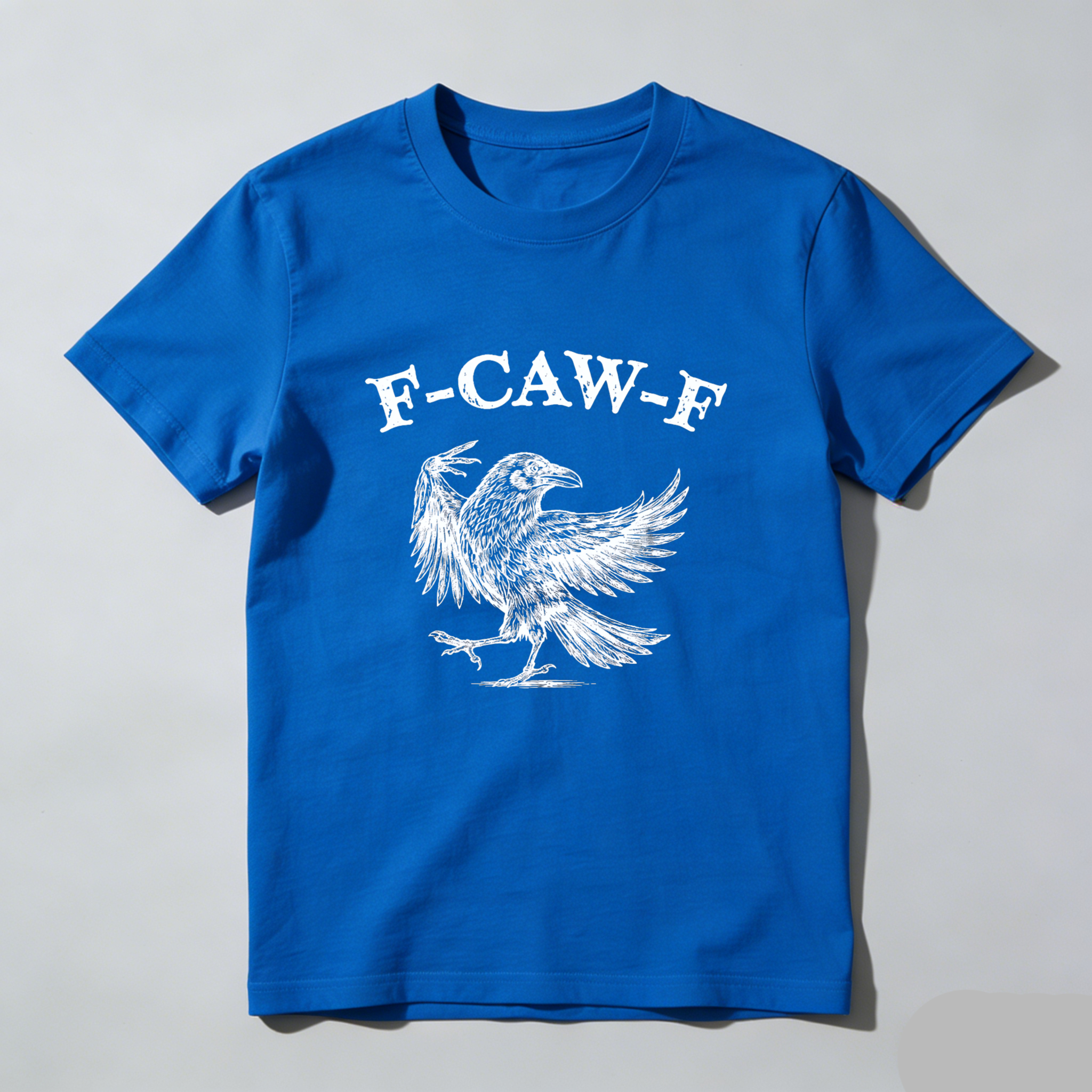Teecurent F Caw F Crow Bird Print Pure Cotton Short Sleeve T Shirt-TeeCurent