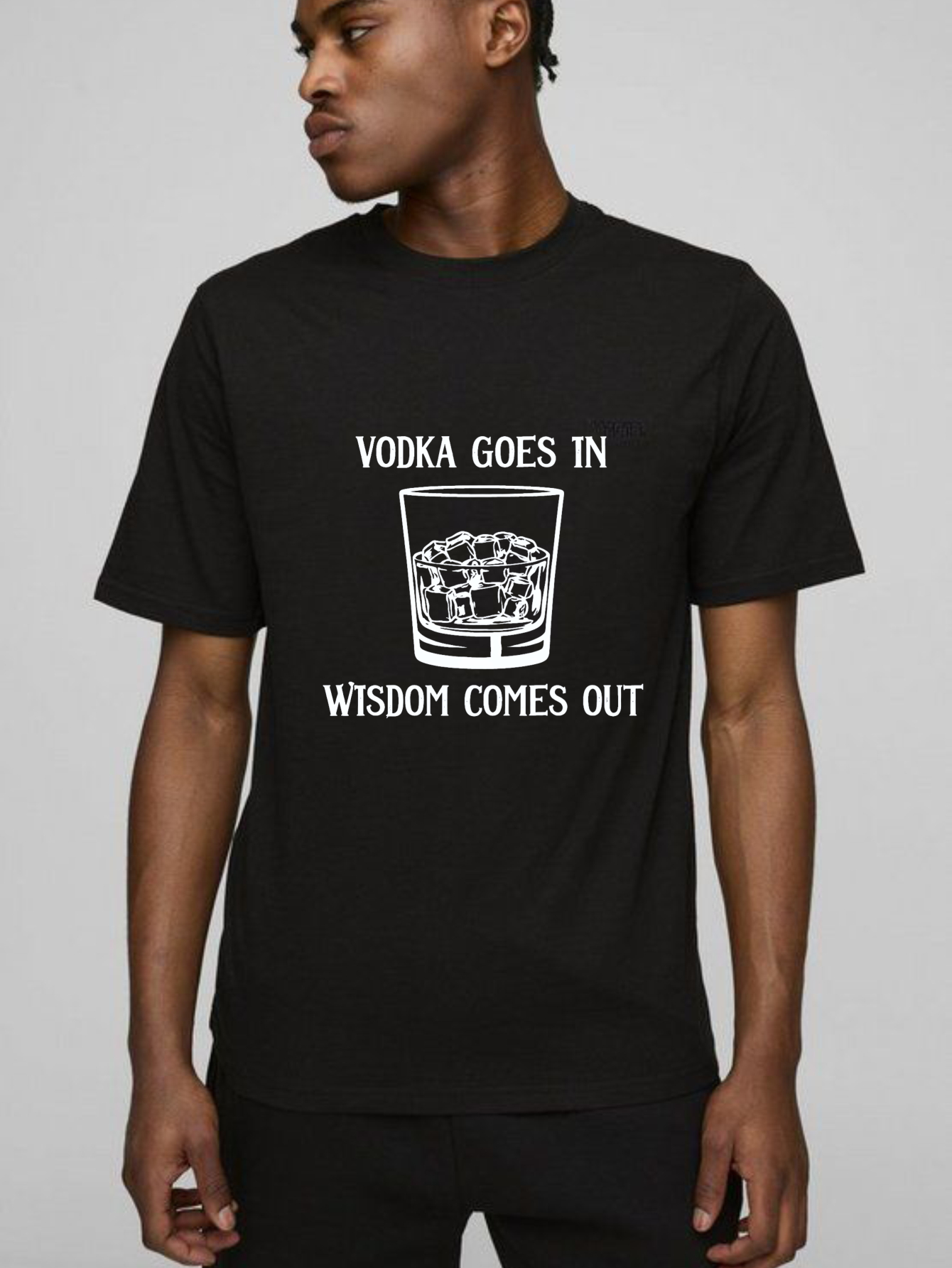 Teecurent Vodka Goes In Wisdom Comes Out Pure Cotton Short Sleeve T Shirt-TeeCurent