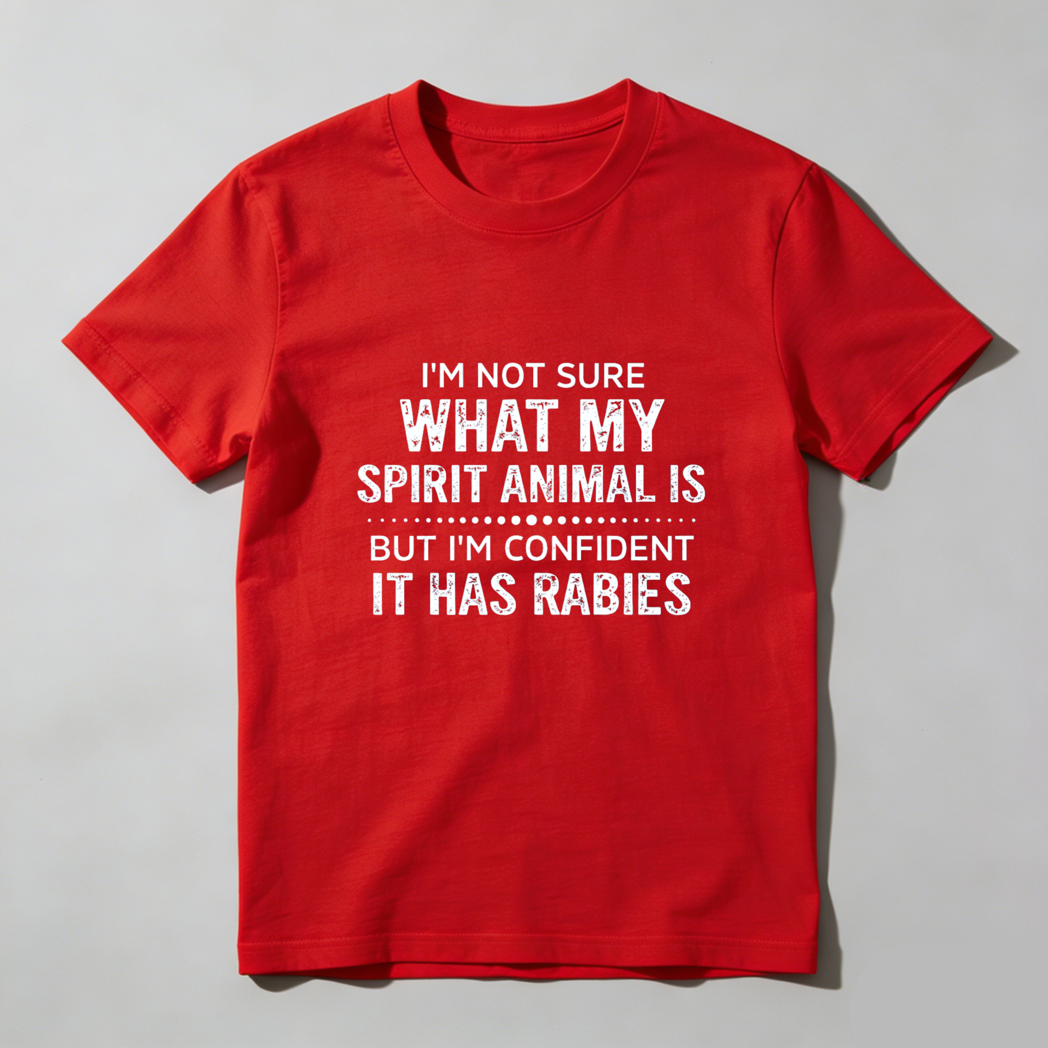 Teecurent I'm Not Sure What My Spirit Animal Is But I'm Confident It Has Rabies Pure Cotton Short Sleeve T-Shirt-TeeCurent
