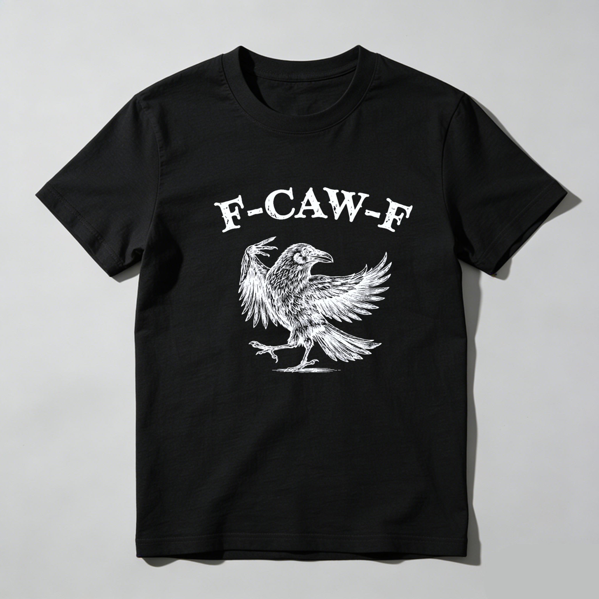 Teecurent F Caw F Crow Bird Print Pure Cotton Short Sleeve T Shirt-TeeCurent