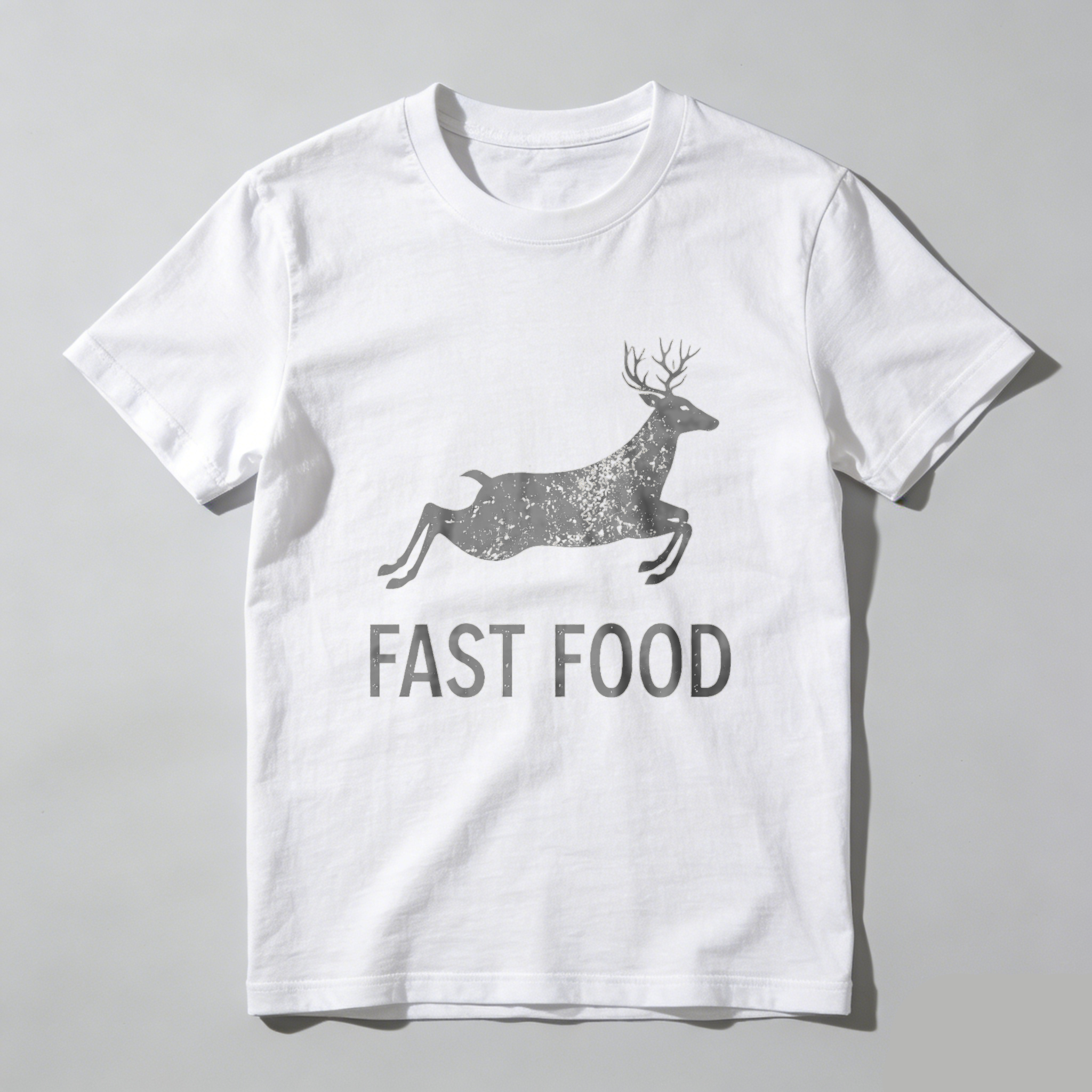 Teecurent Deer Running Fast Food Pure Cotton Short Sleeve T Shirt-TeeCurent