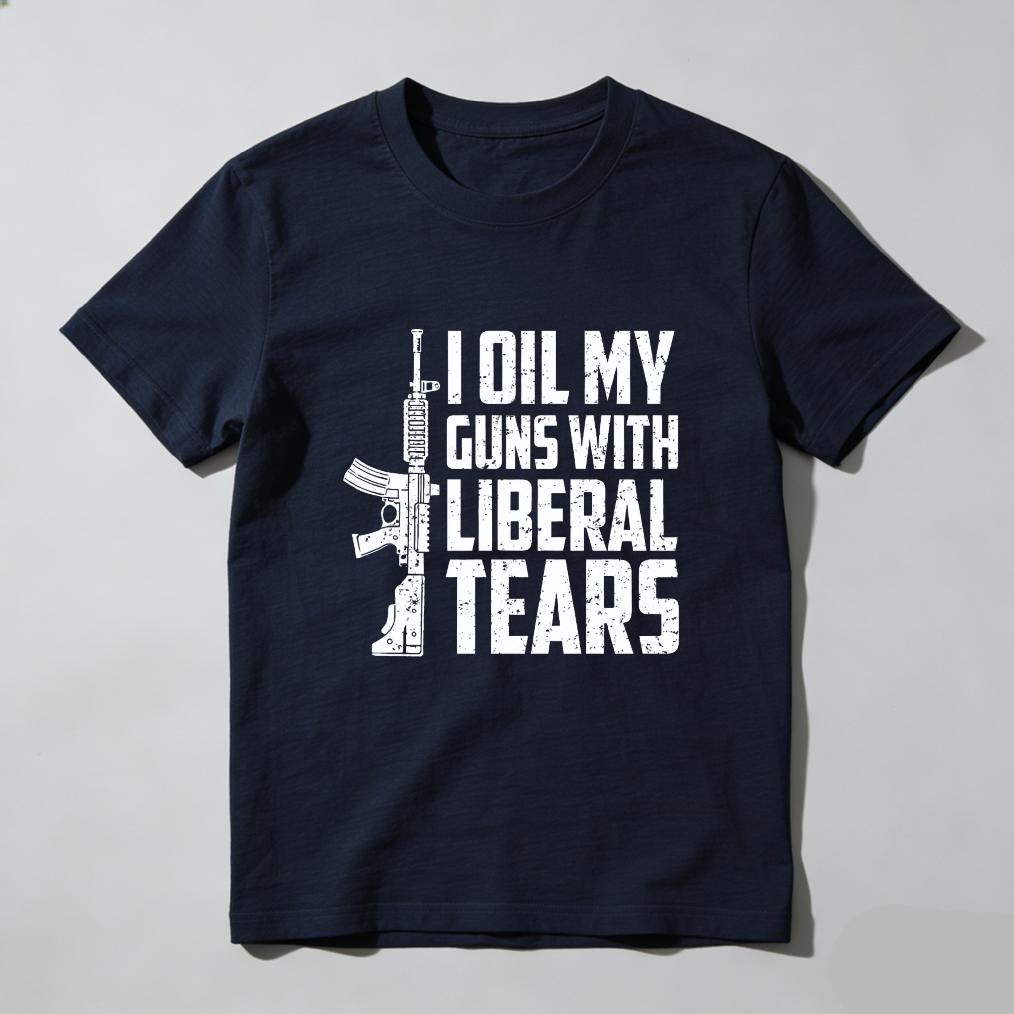 Teecurent I Oil My Guns With Liberal Tears Pure Cotton Short Sleeve T Shirt-TeeCurent