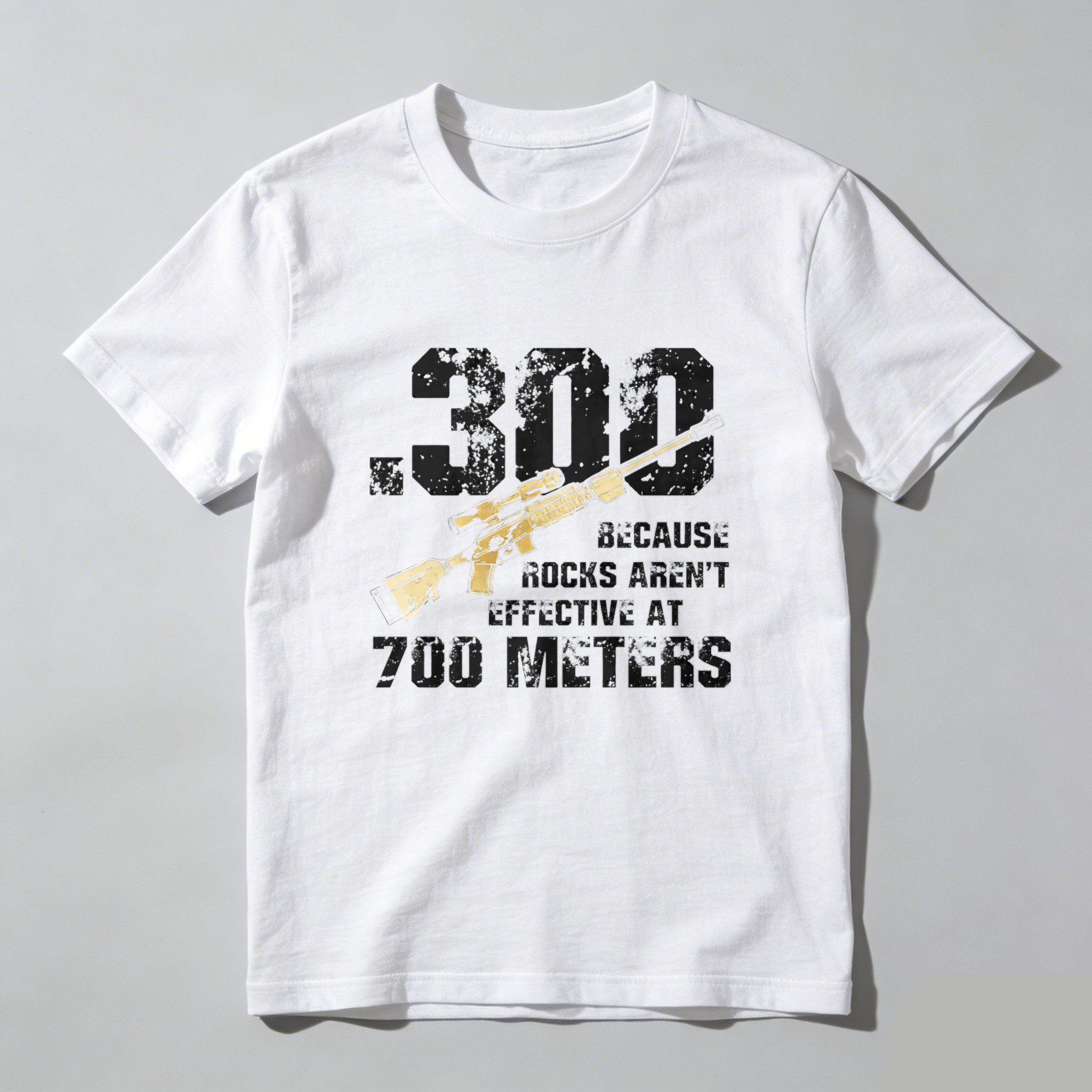 Teecurent 300 Because Rocks Arent Effective At 700 Meters Pure Cotton Short Sleeve T Shirt-TeeCurent