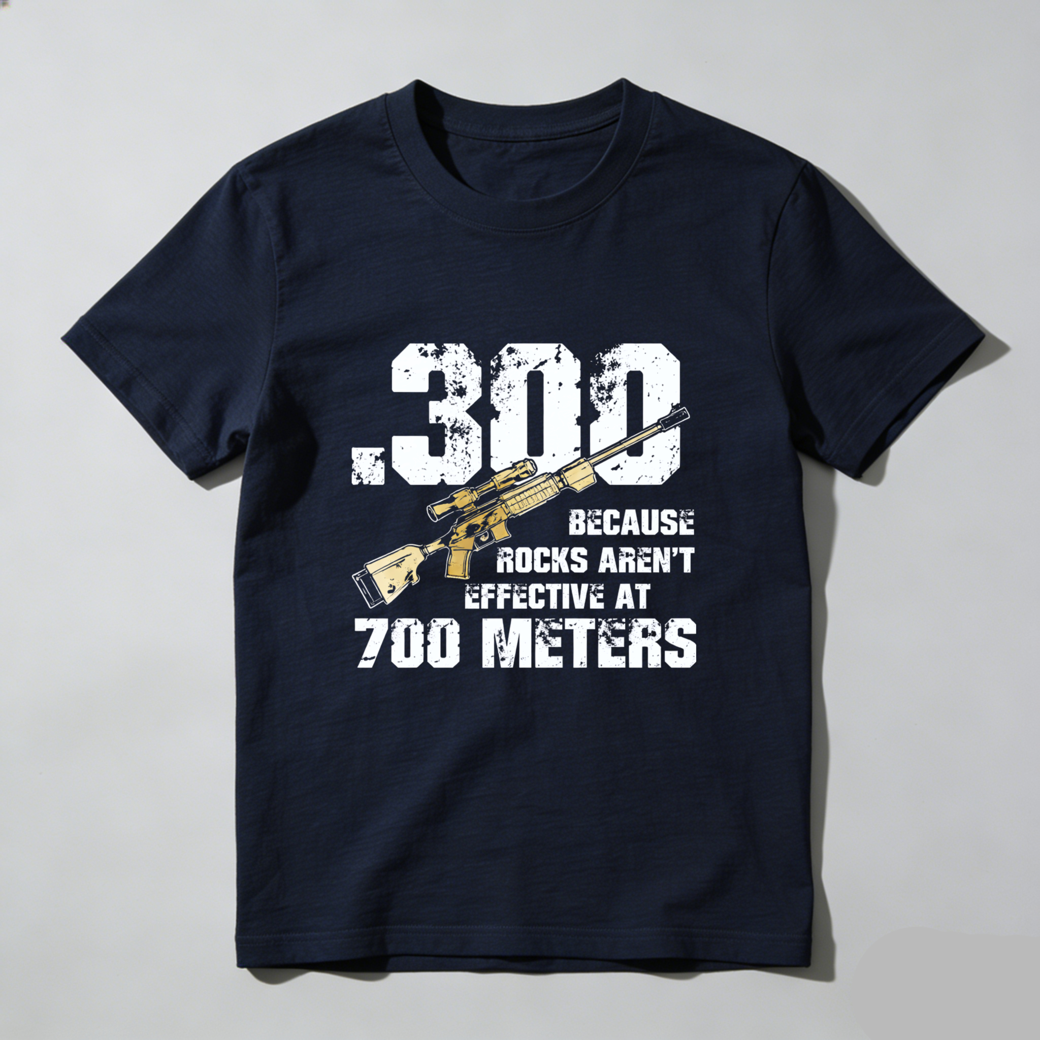 Teecurent 300 Because Rocks Arent Effective At 700 Meters Pure Cotton Short Sleeve T Shirt-TeeCurent