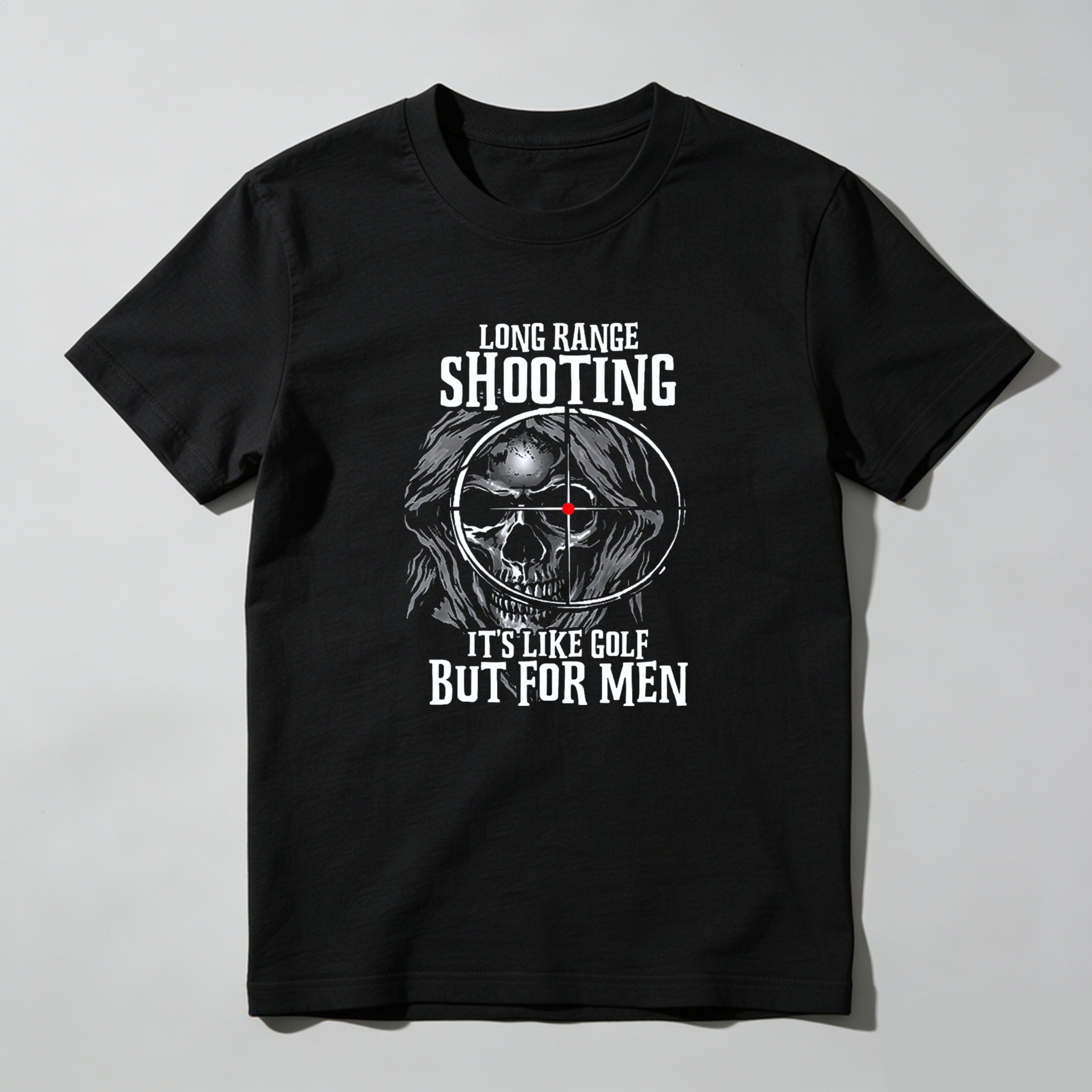 Teecurent Long Range Shooting Skull Target Pure Cotton Short Sleeve T Shirt-TeeCurent