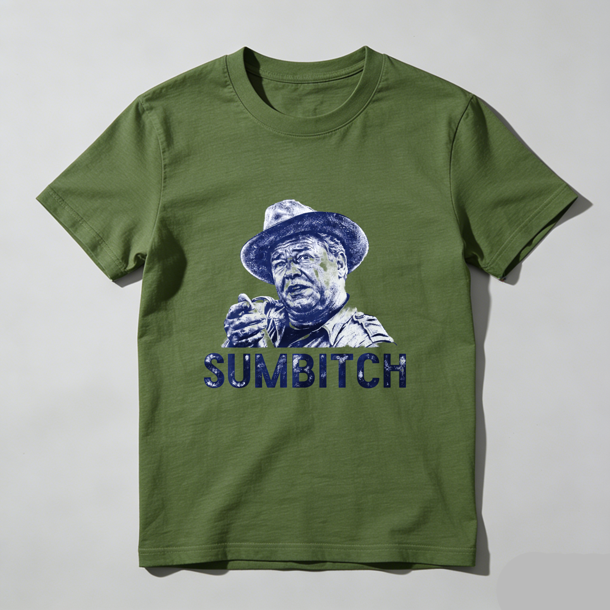Teecurent Blue Print Man Hat Sumbitch Pure Cotton Short Sleeve T Shirt-TeeCurent