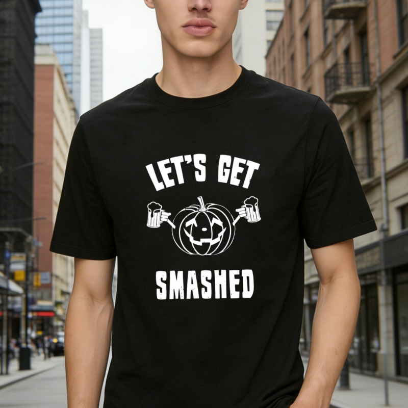 Lets Get Smashed Halloween Pumpkin Beer Mugs Graphic T-shirt