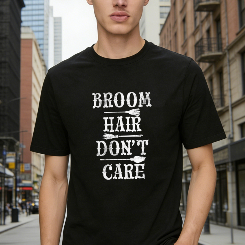 Broom Hair Dont Care Halloween Witch Broomstick Funny Quote Graphic T-shirt