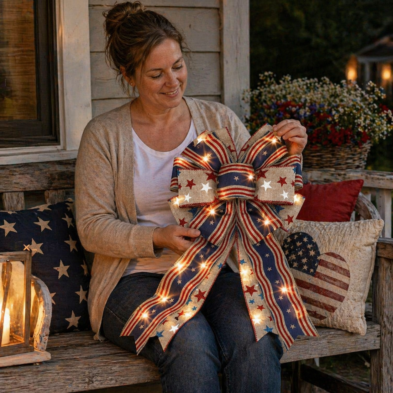 🎁🎁Handcrafted American Flag Wreath Decor for Front Doors 🇺🇸（🎉Best Decorative Effect - 4 PCS）