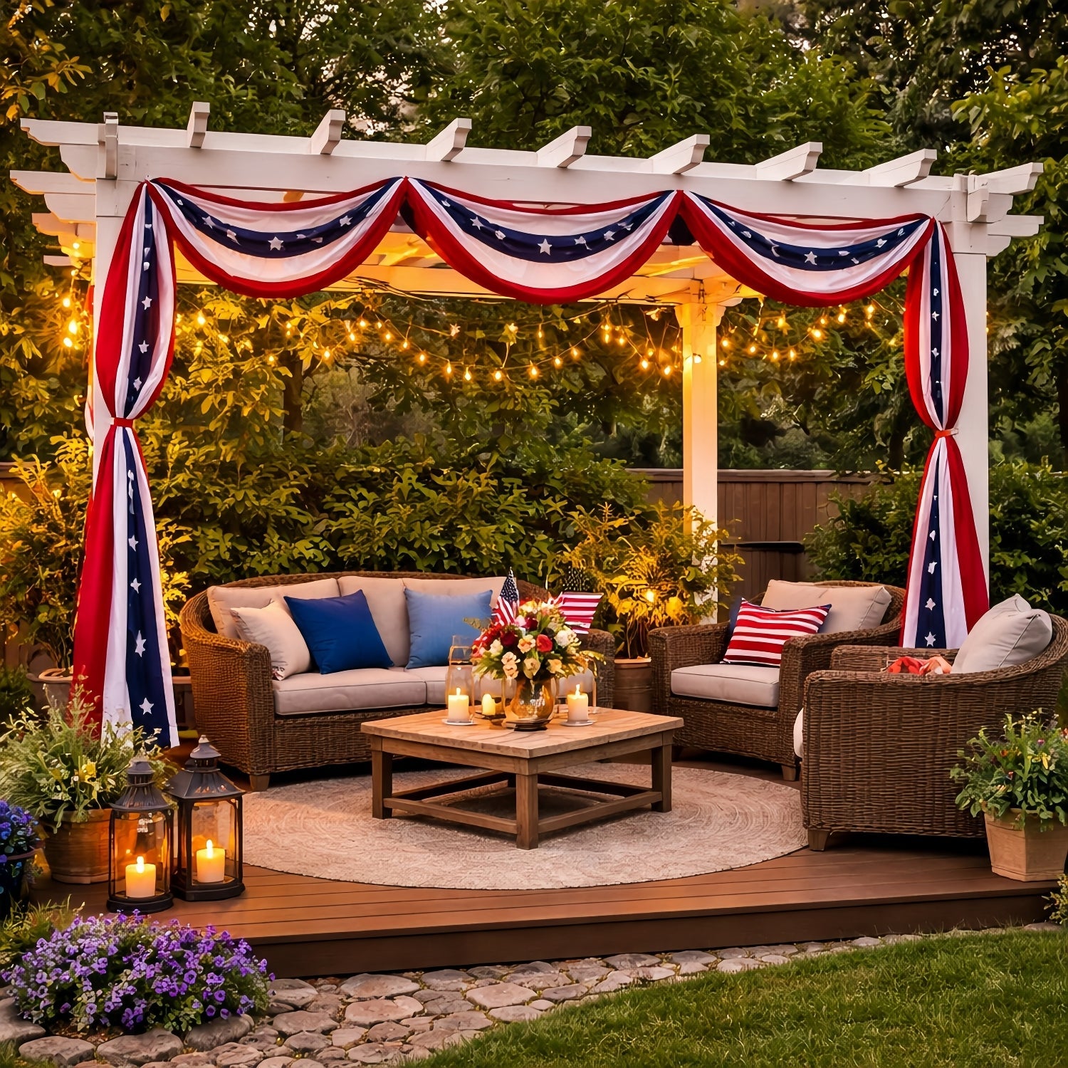 236"*20" Patriotic USA Banner – 250th Anniversary Red White Blue Bunting, Independence Day Outdoor Porch & Fence Decoration
