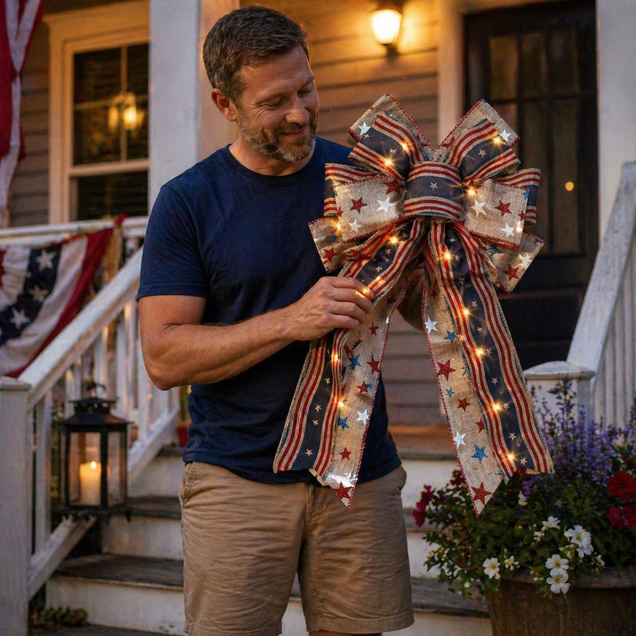 🎁🎁Handcrafted American Flag Wreath Decor for Front Doors 🇺🇸（🎉Best Decorative Effect - 4 PCS）