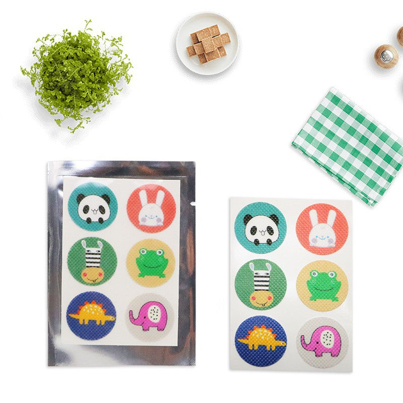 Kid‑Approved Cartoon Mosquito Repellent Patches | Natural Non‑Toxic Stickers, Owl/Chick/Fox/Panda Blind Box White Bag Pack for Family Outdoor Use