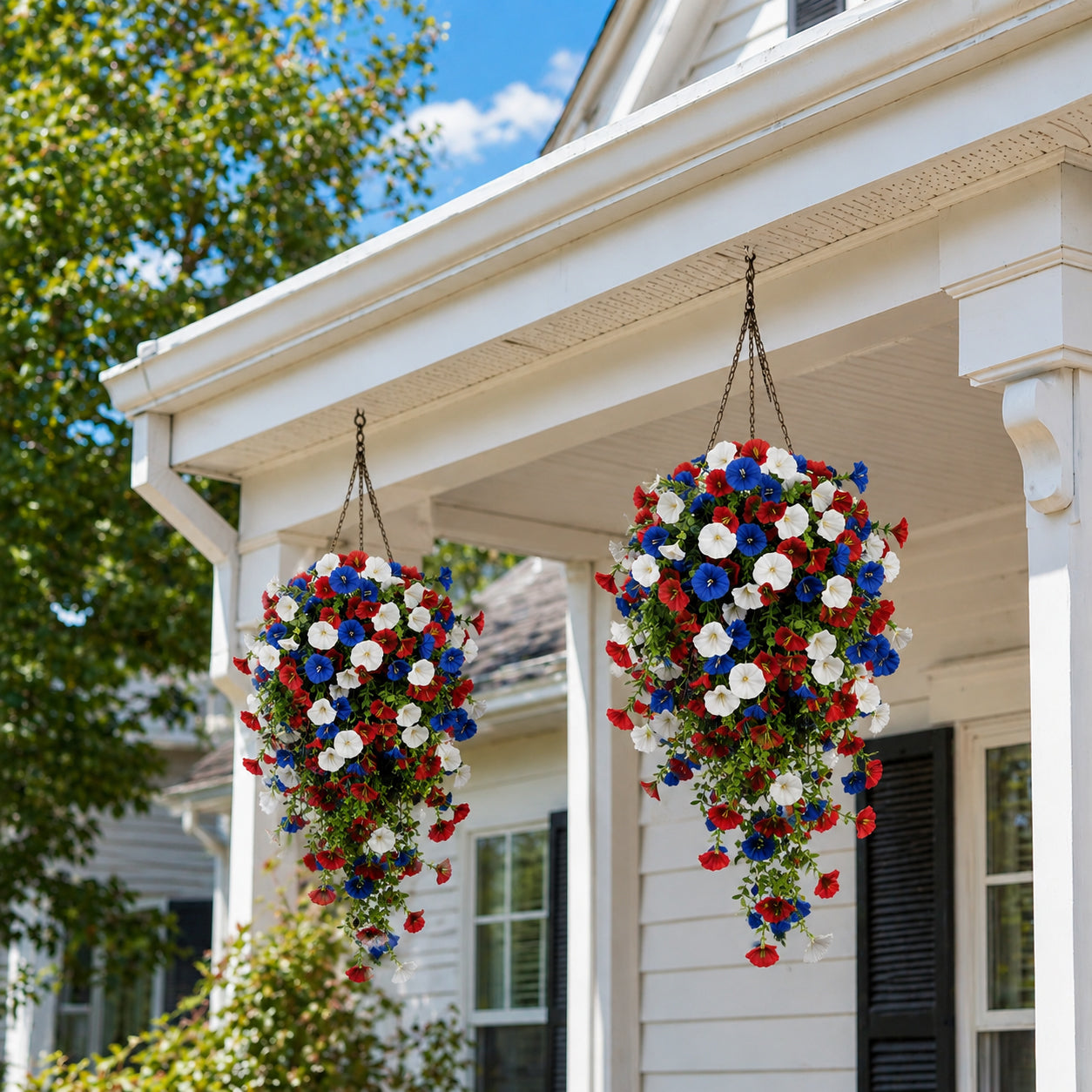 🏆Flash Sale-49% OFF⚡ 50K+ SOLD! Red, White & Blue Artificial Morning Glory Hanging Vines – 3-Piece Set