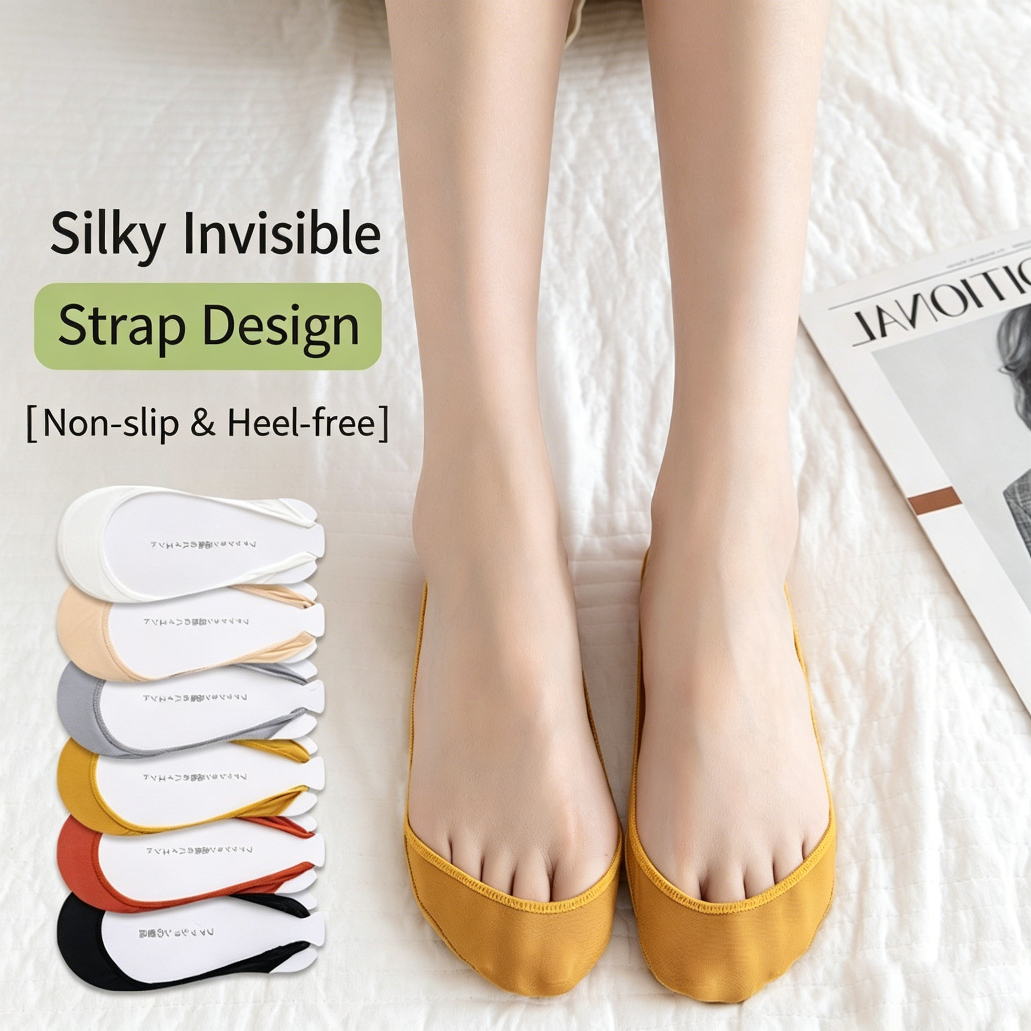12 Pairs Invisible Summer Silicone Non-Slip Boat Socks for High Heels