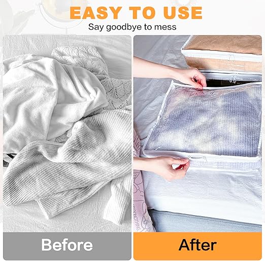 2-Pack Clear PVC Storage Bags for Clothes, Bedding & Blankets, Foldable Waterproof Closet Organizer with Zipper