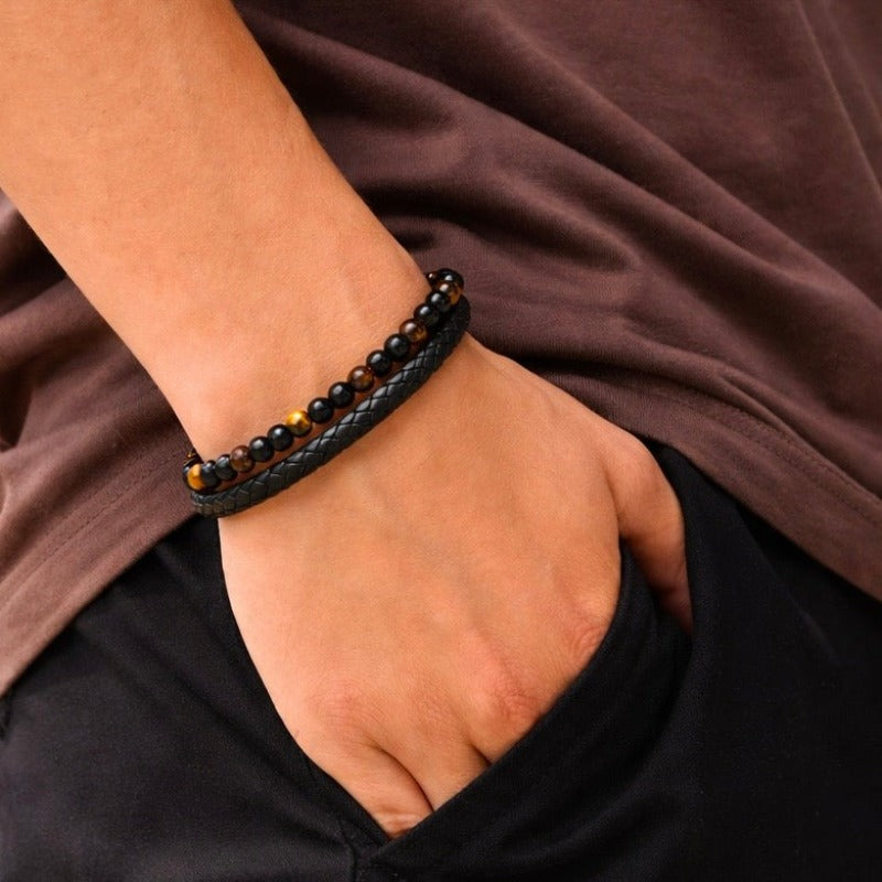 Tiger's Eye Leather Bracelet