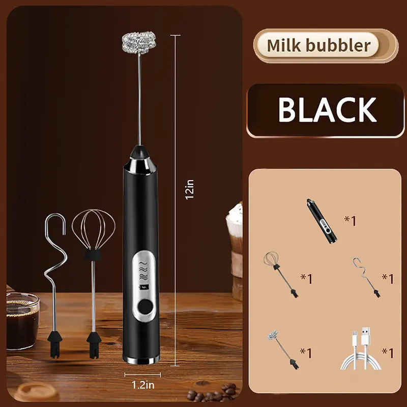 ⚡ Super Powerful Torque — Rechargeable Milk Frother Wand ☕3-Speed Handheld Foam Maker for Coffee, Matcha & Protein Shakes