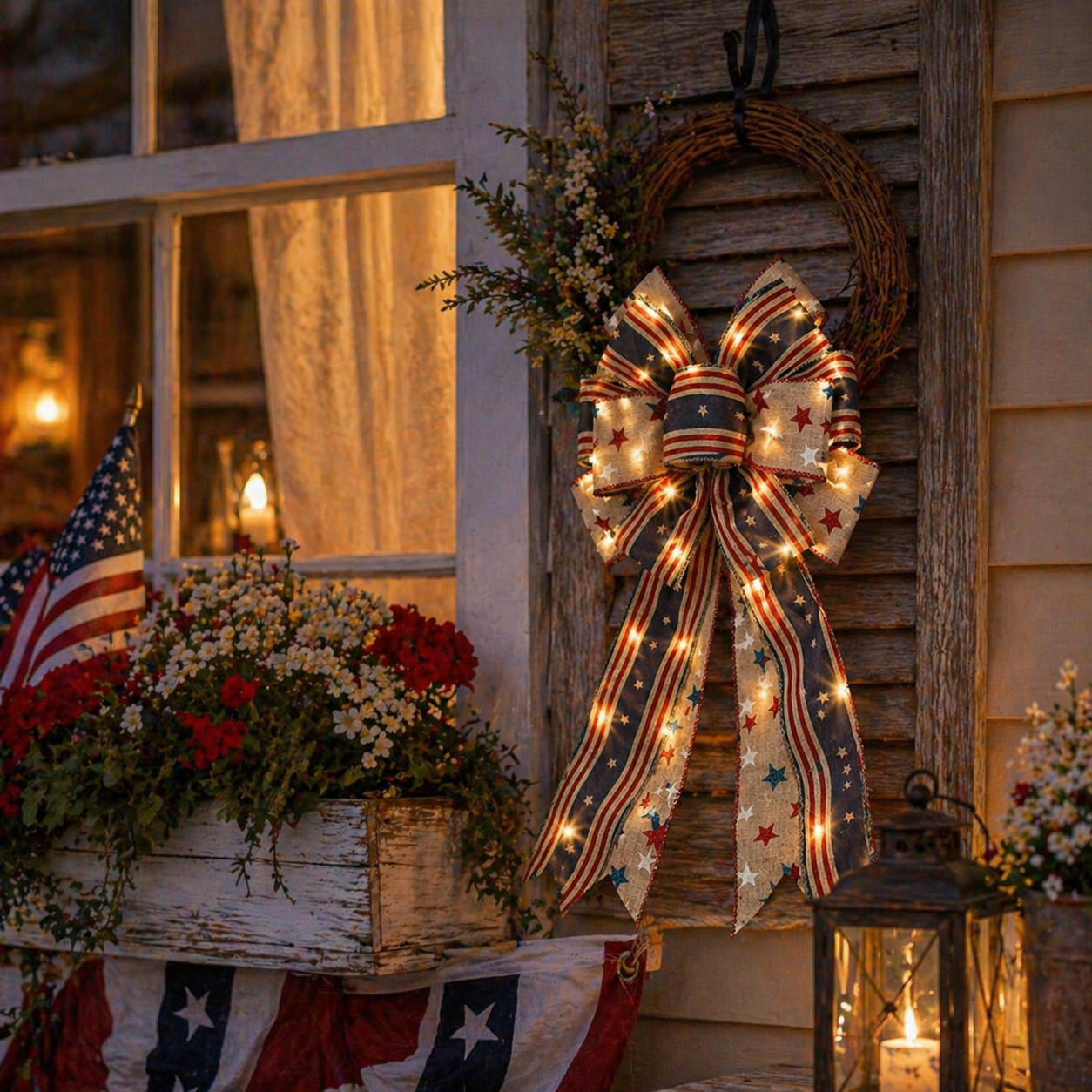 🎁🎁Handcrafted American Flag Wreath Decor for Front Doors 🇺🇸（🎉Best Decorative Effect - 4 PCS）