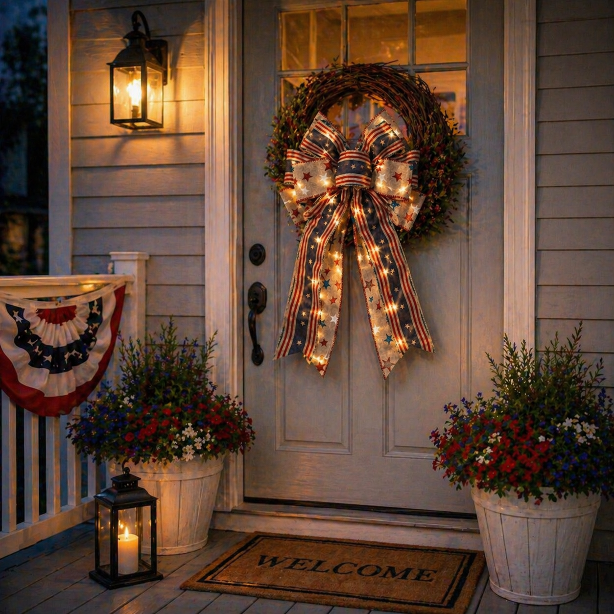🎁🎁Handcrafted American Flag Wreath Decor for Front Doors 🇺🇸（🎉Best Decorative Effect - 4 PCS）