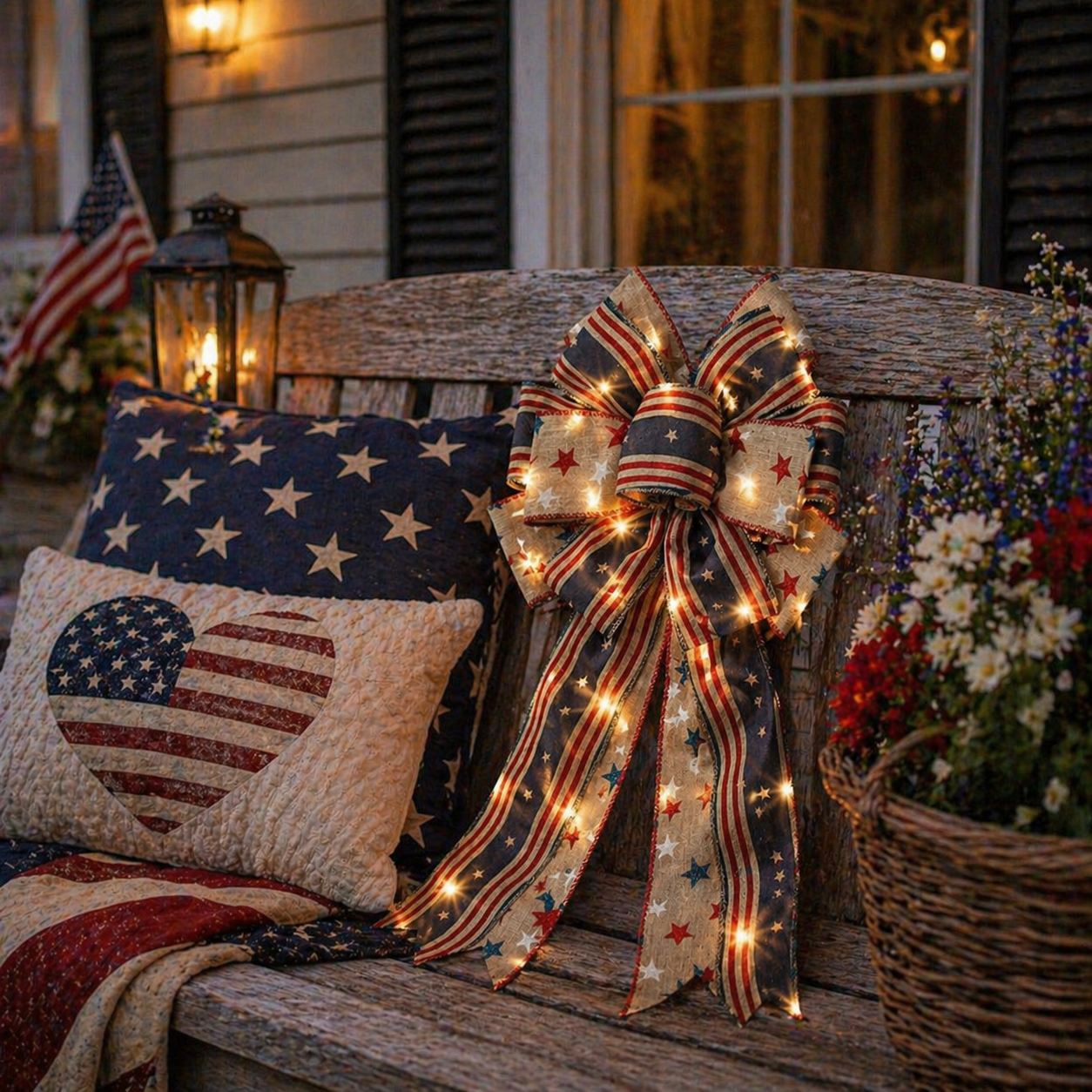 🎁🎁Handcrafted American Flag Wreath Decor for Front Doors 🇺🇸（🎉Best Decorative Effect - 4 PCS）