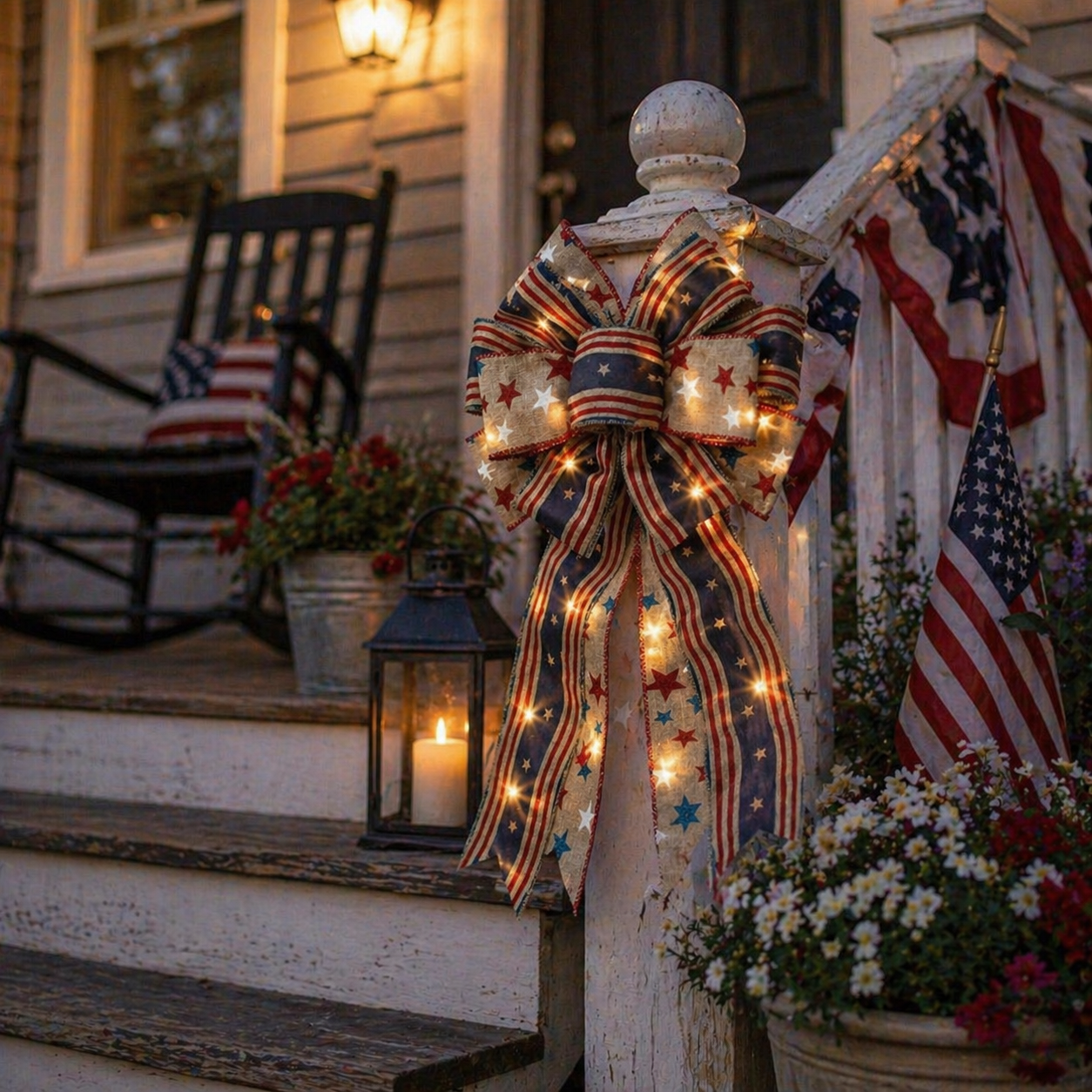 🎁🎁Handcrafted American Flag Wreath Decor for Front Doors 🇺🇸（🎉Best Decorative Effect - 4 PCS）