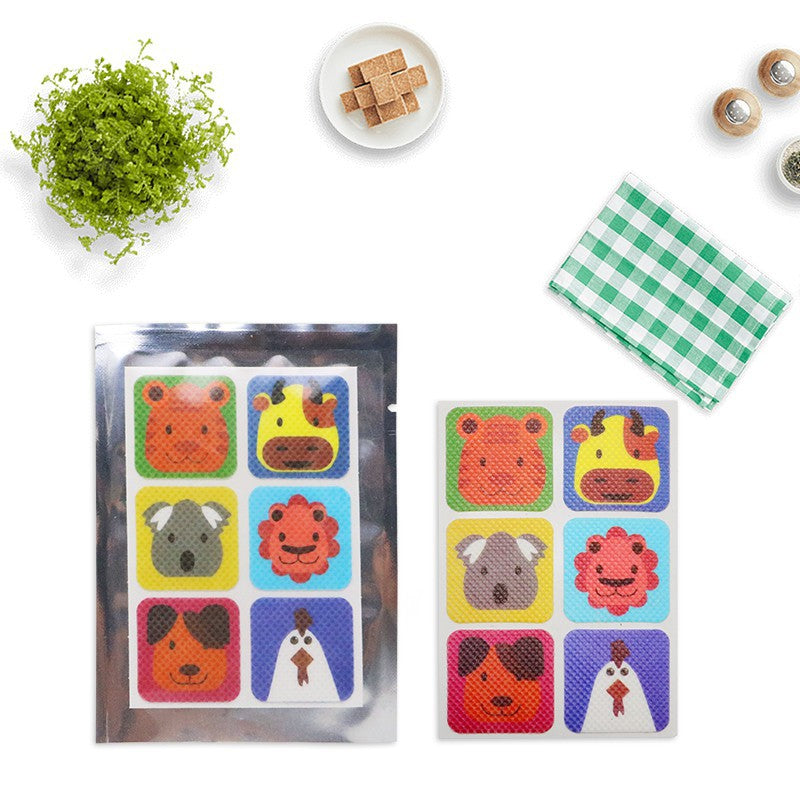 Kid‑Approved Cartoon Mosquito Repellent Patches | Natural Non‑Toxic Stickers, Owl/Chick/Fox/Panda Blind Box White Bag Pack for Family Outdoor Use