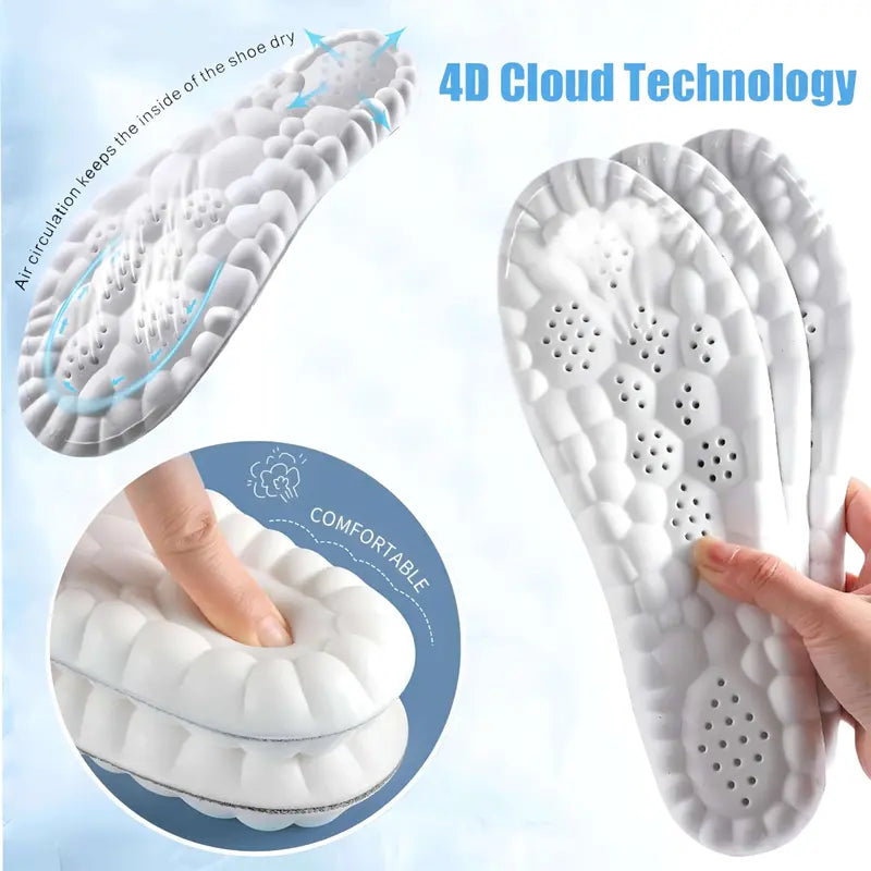 Unisex cloud-shaped insoles, anti-fatigue, shock absorption, and relief of foot pain.